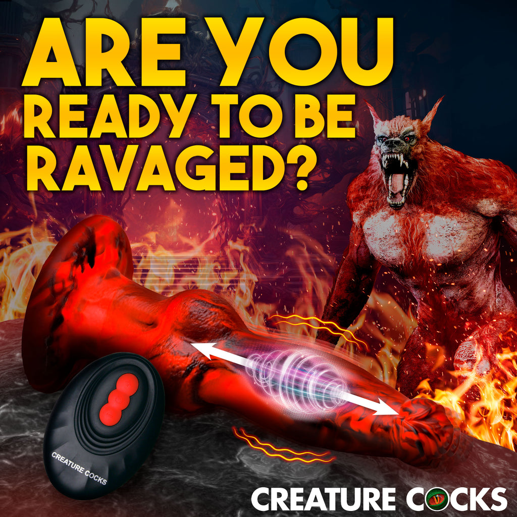 Creature Cocks Hell Wolf Thrusting and Vibrating Silicone Dildo Red