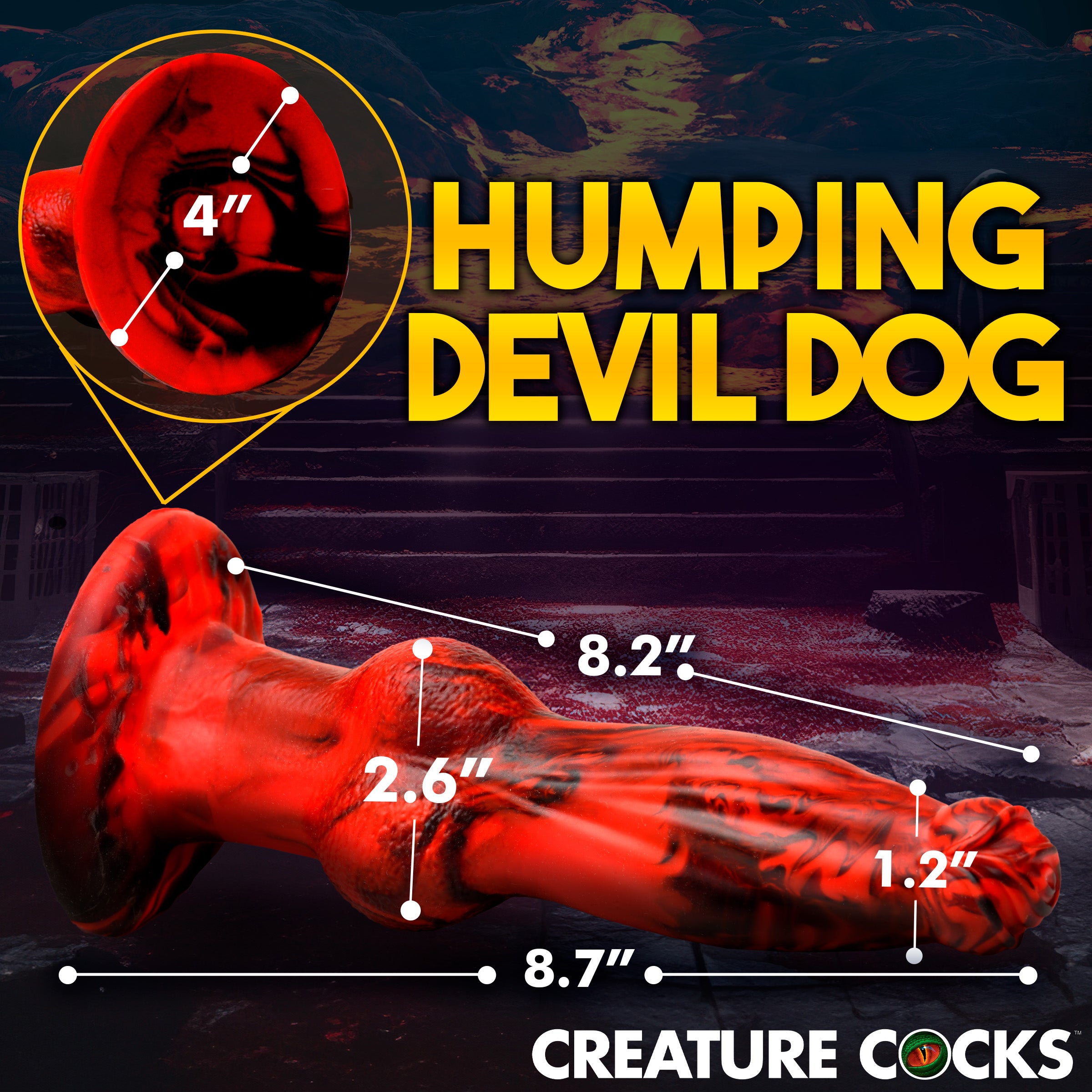 Creature Cocks Hell Wolf Thrusting and Vibrating Silicone Dildo Red