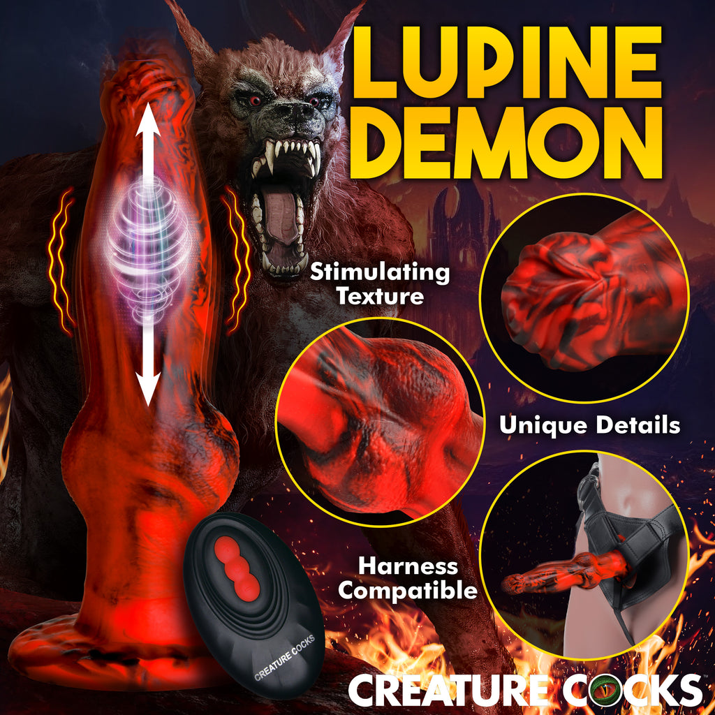 Creature Cocks Hell Wolf Thrusting and Vibrating Silicone Dildo Red