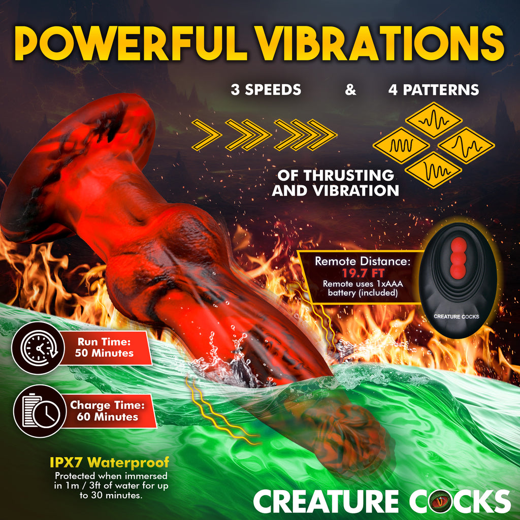 Creature Cocks Hell Wolf Thrusting and Vibrating Silicone Dildo Red