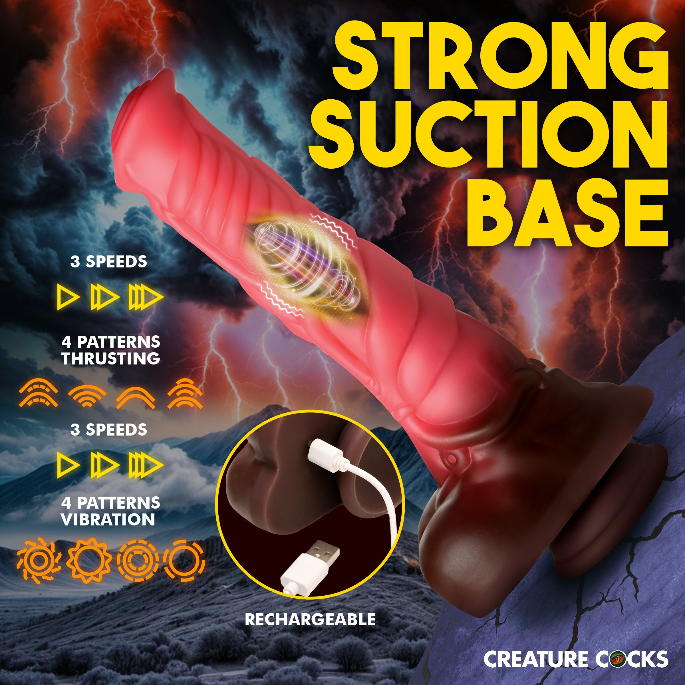 Creature Cocks Deluxe Centaur Thrusting & Vibrating Silicone Dildo Multi