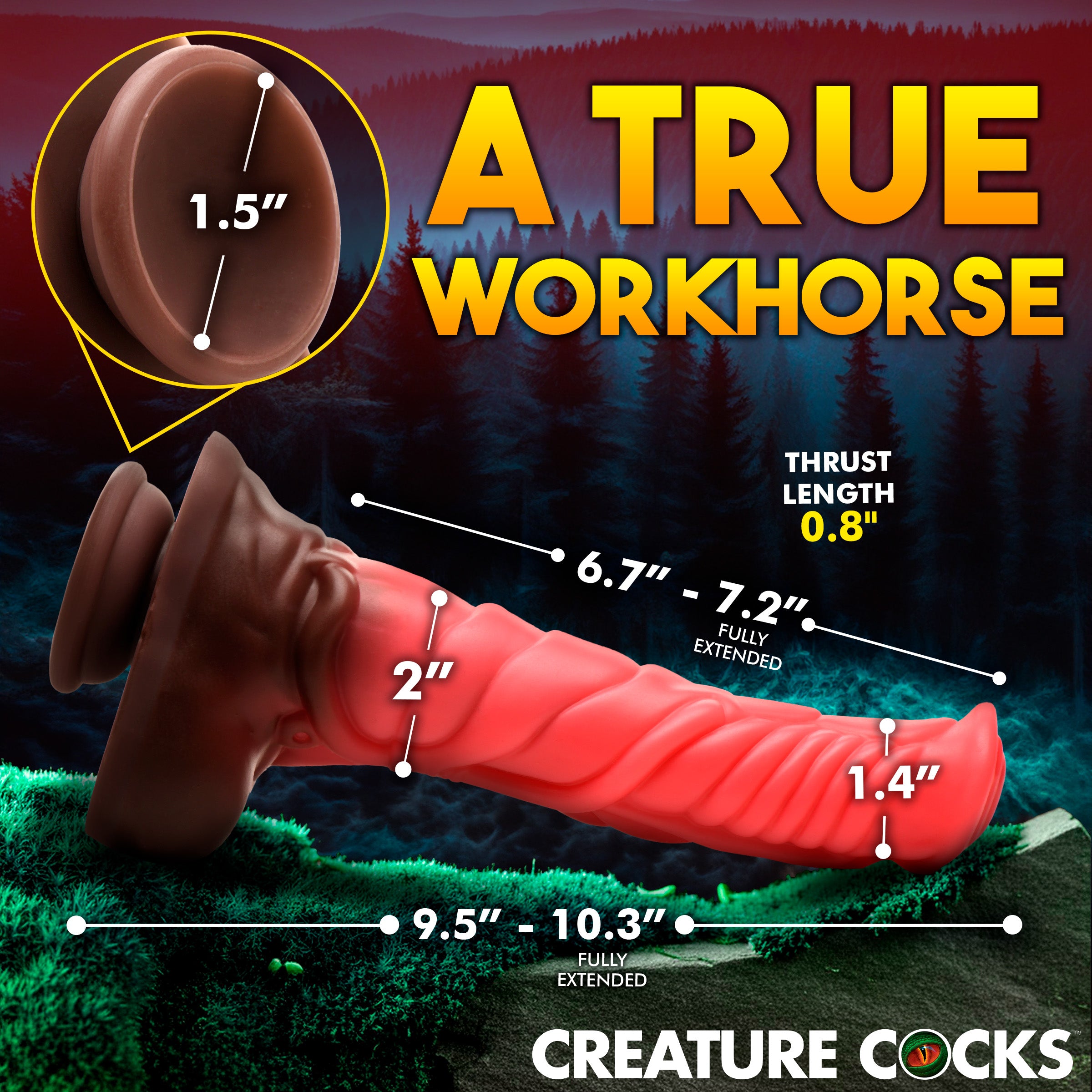 Creature Cocks Deluxe Centaur Thrusting & Vibrating Silicone Dildo Multi