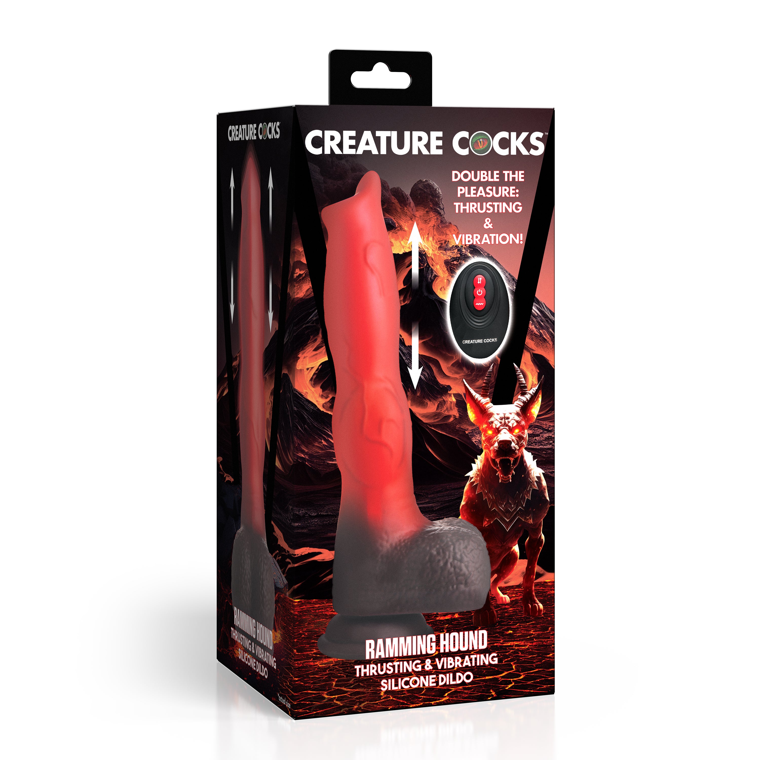 Creature Cocks Ramming Hound Thrusting & Vibrating Silicone Dildo Red