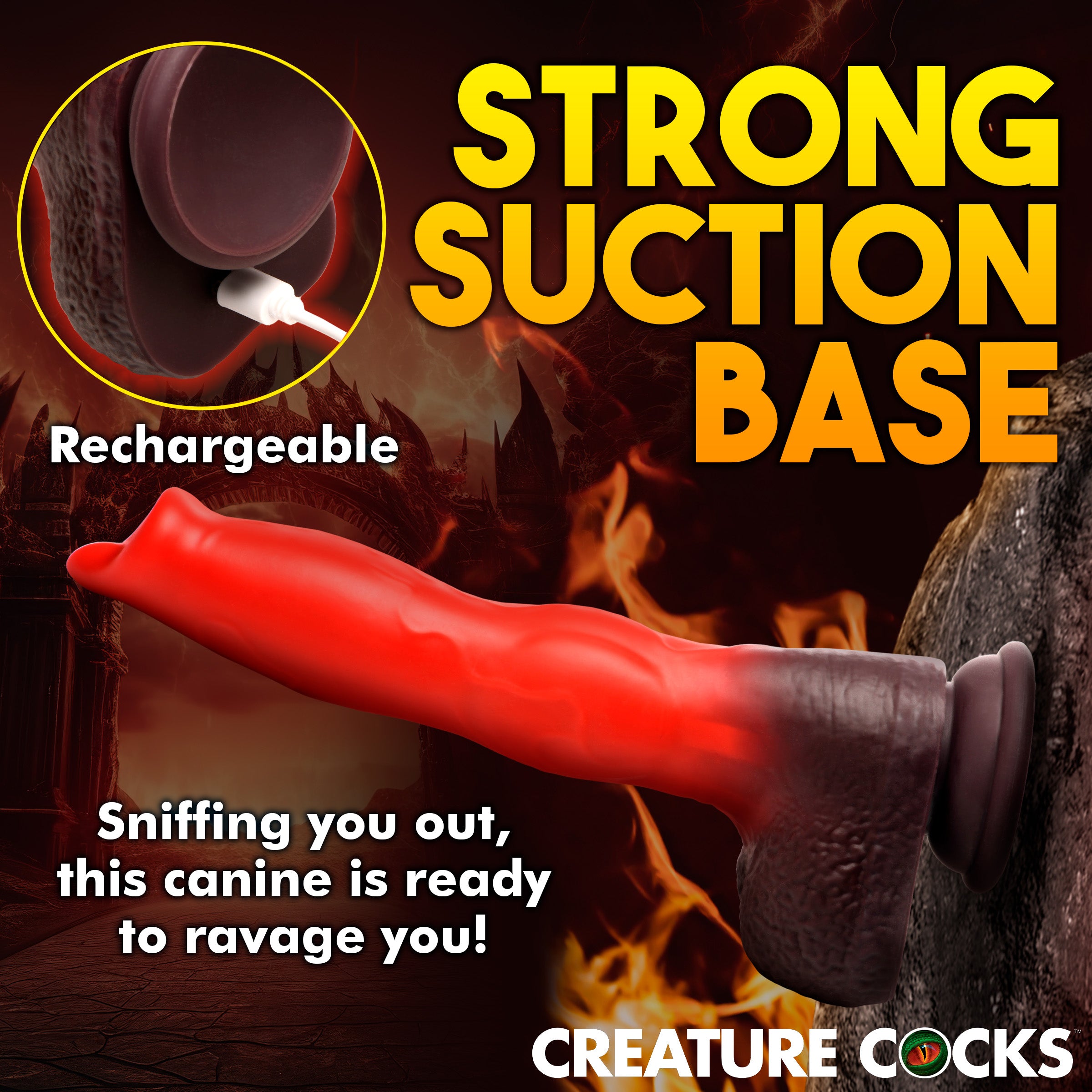 Creature Cocks Ramming Hound Thrusting & Vibrating Silicone Dildo Red