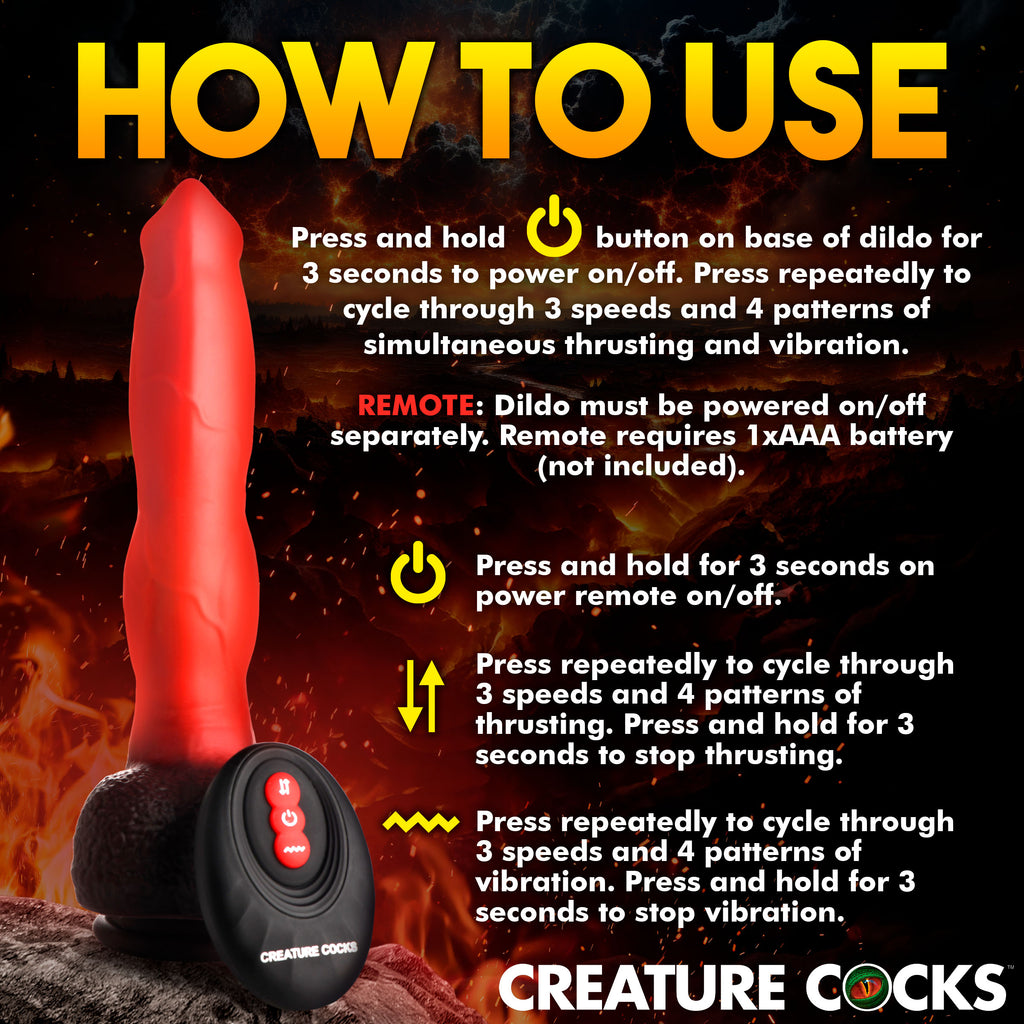 Creature Cocks Ramming Hound Thrusting & Vibrating Silicone Dildo Red