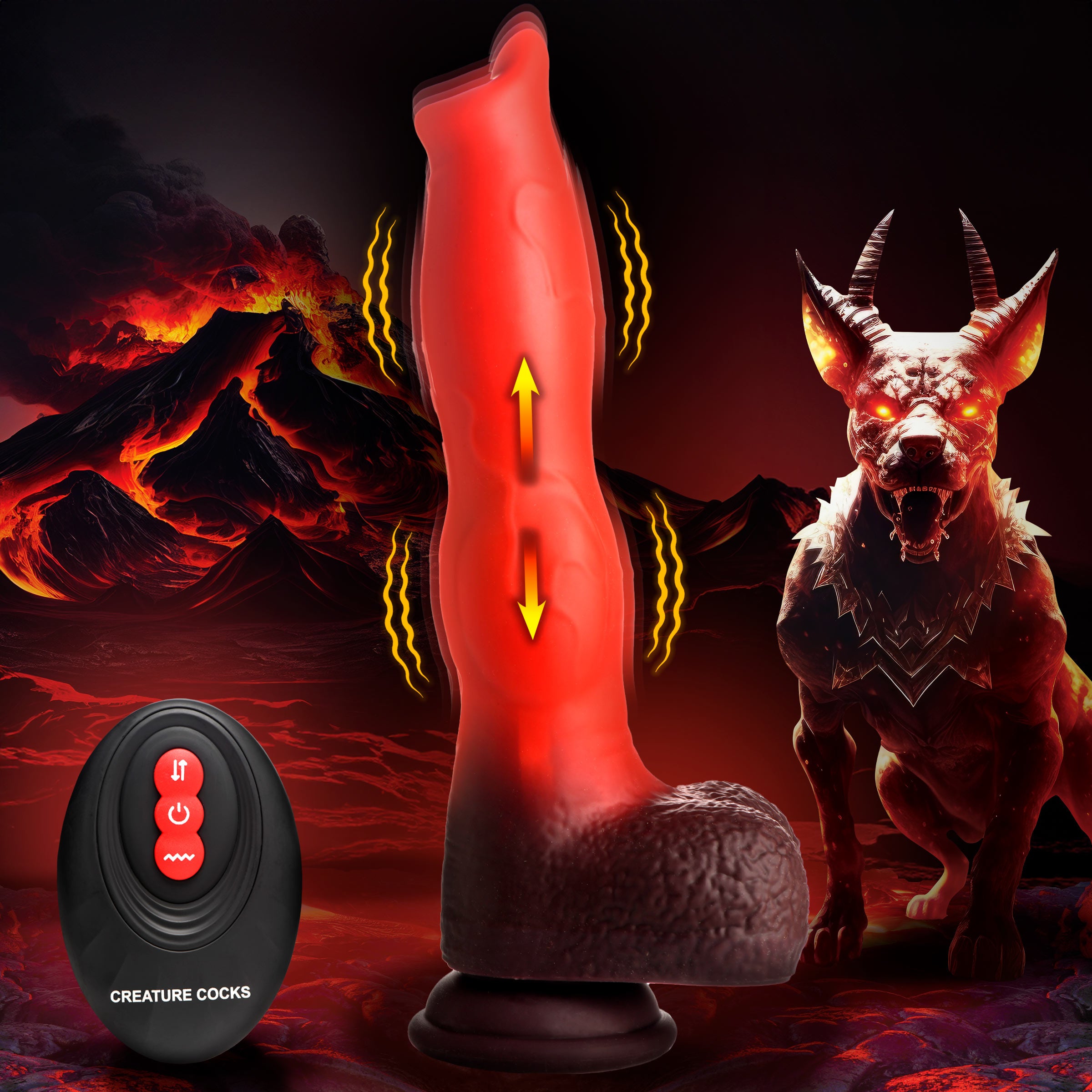 Creature Cocks Ramming Hound Thrusting & Vibrating Silicone Dildo Red