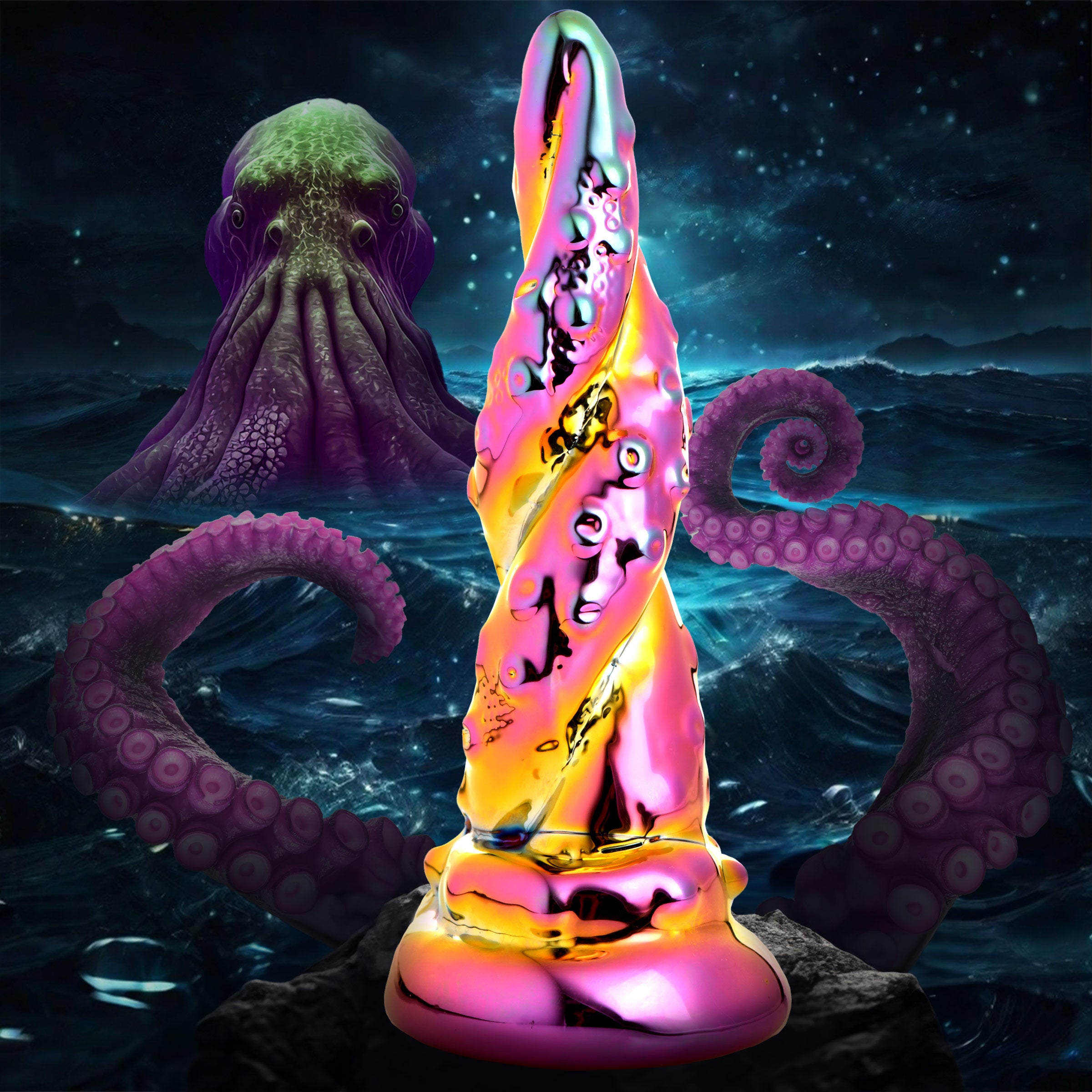 Creature Cocks Enchantress Rainbow Glass Dildo Multi