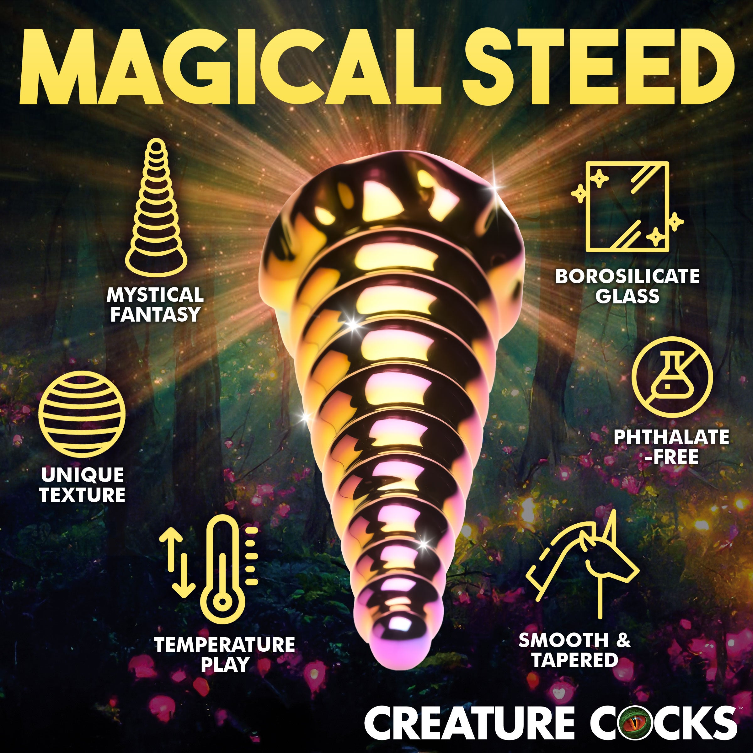 Creature Cocks Twilight Rainbow Glass Dildo Multi