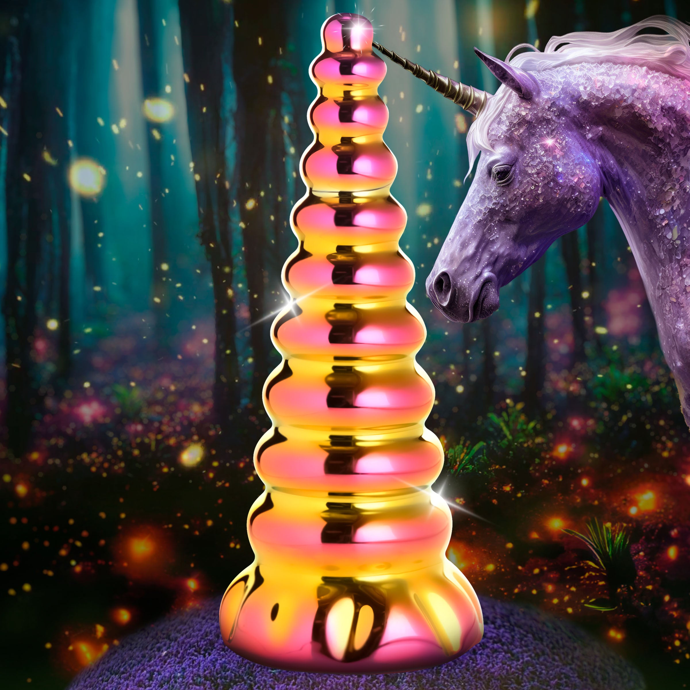 Creature Cocks Twilight Rainbow Glass Dildo Multi