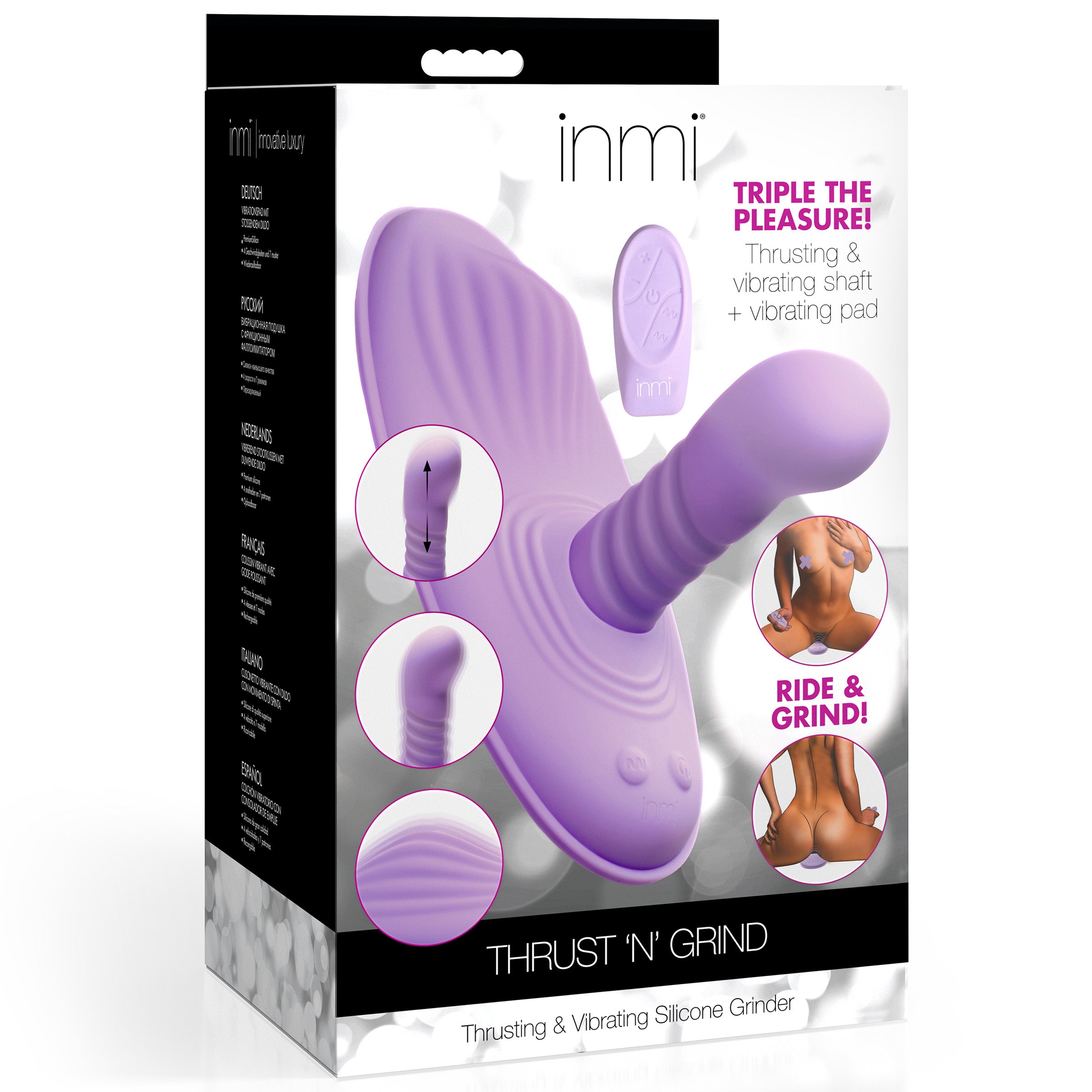 Inmi Thrust n' Grind Thrusting and Vibrating Silicone Sex Grinder Purple