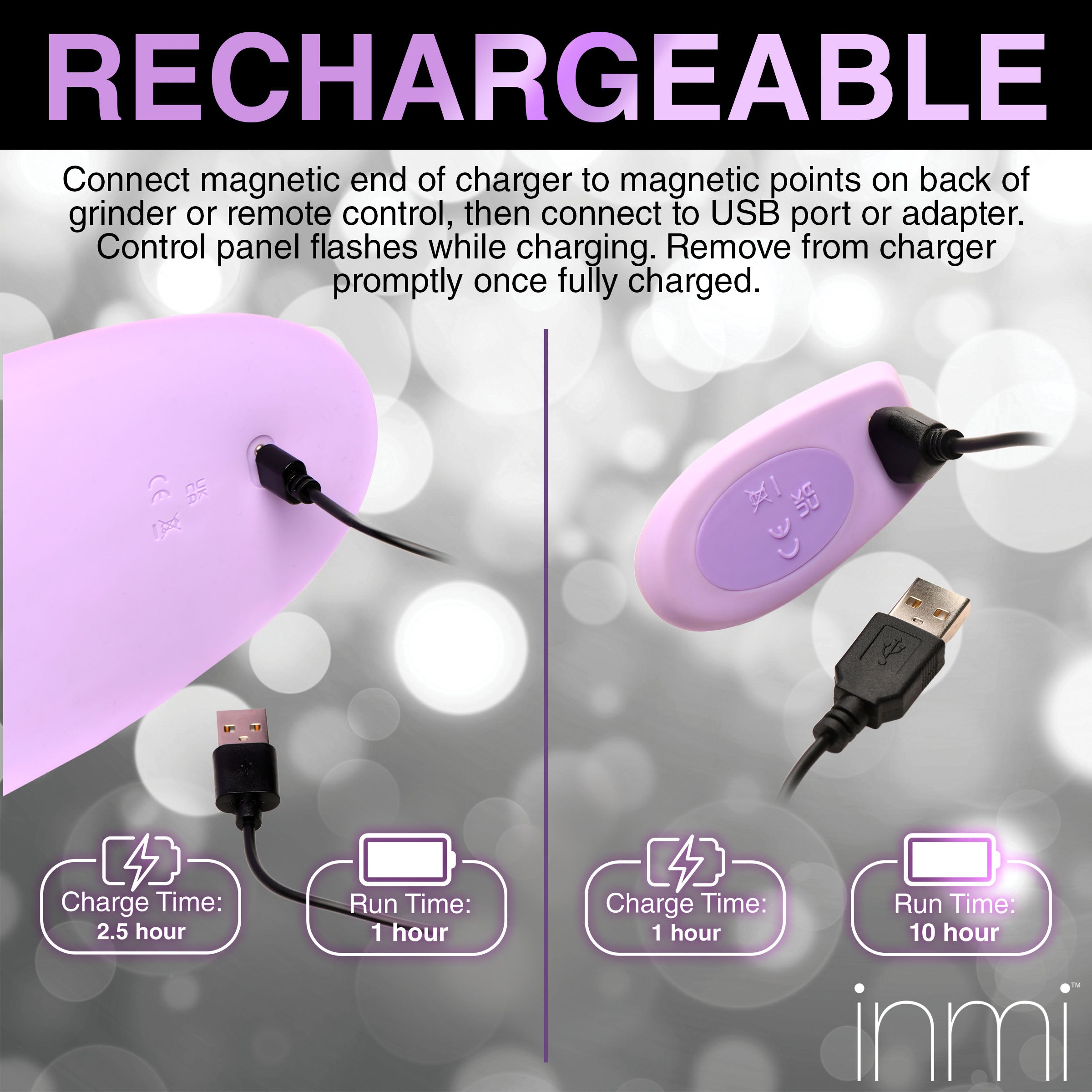 Inmi Thrust n' Grind Thrusting and Vibrating Silicone Sex Grinder Purple