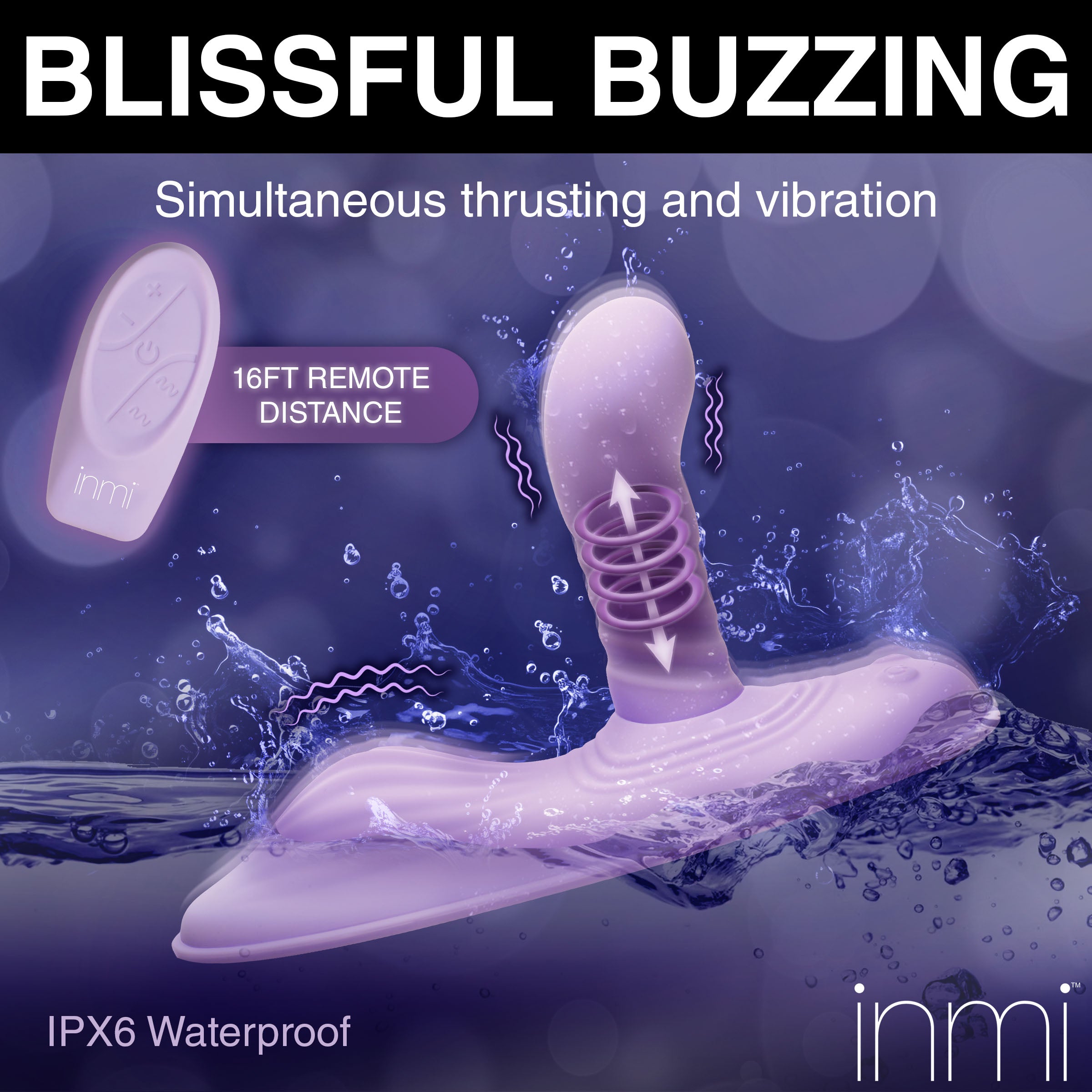 Inmi Thrust n' Grind Thrusting and Vibrating Silicone Sex Grinder Purple