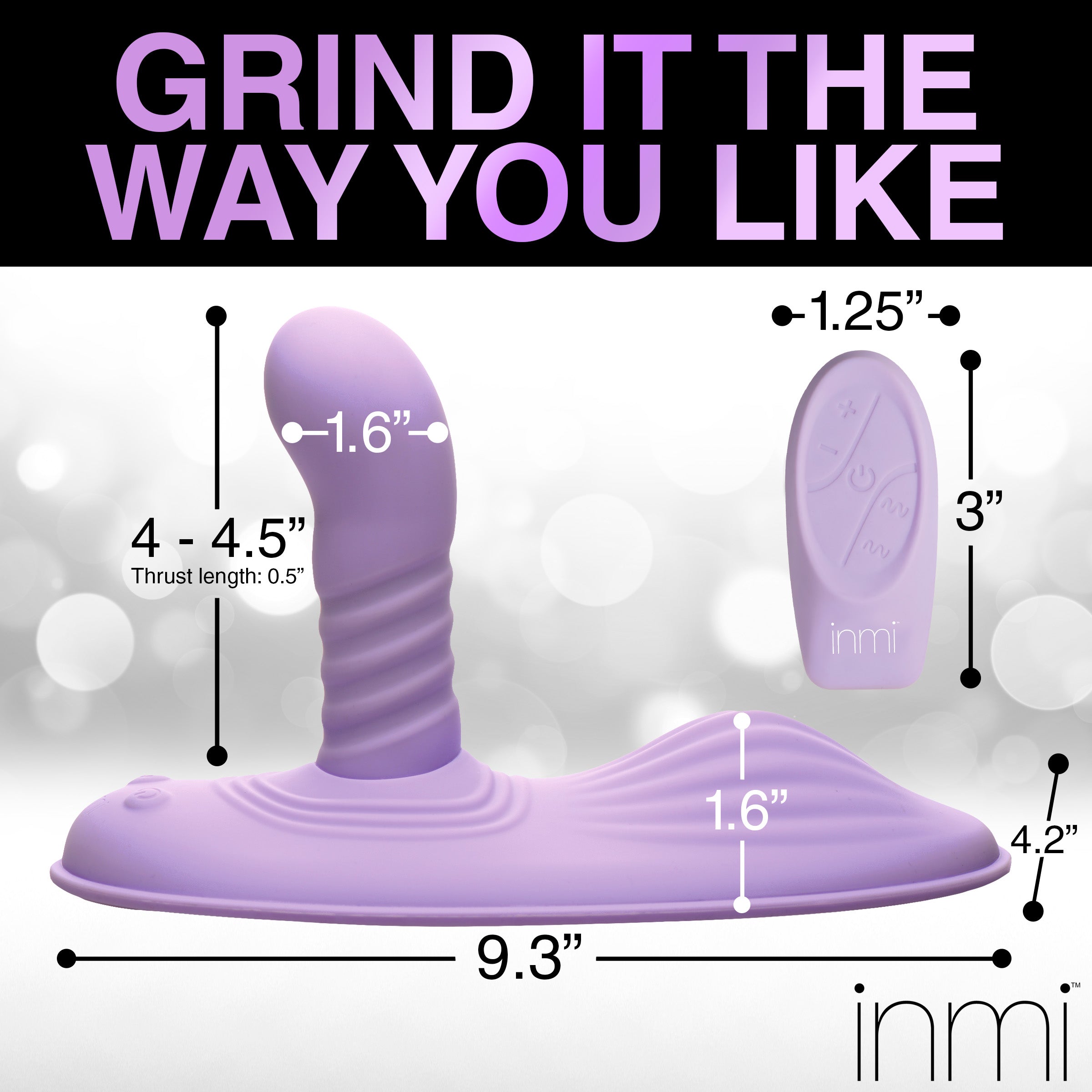 Inmi Thrust n' Grind Thrusting and Vibrating Silicone Sex Grinder Purple