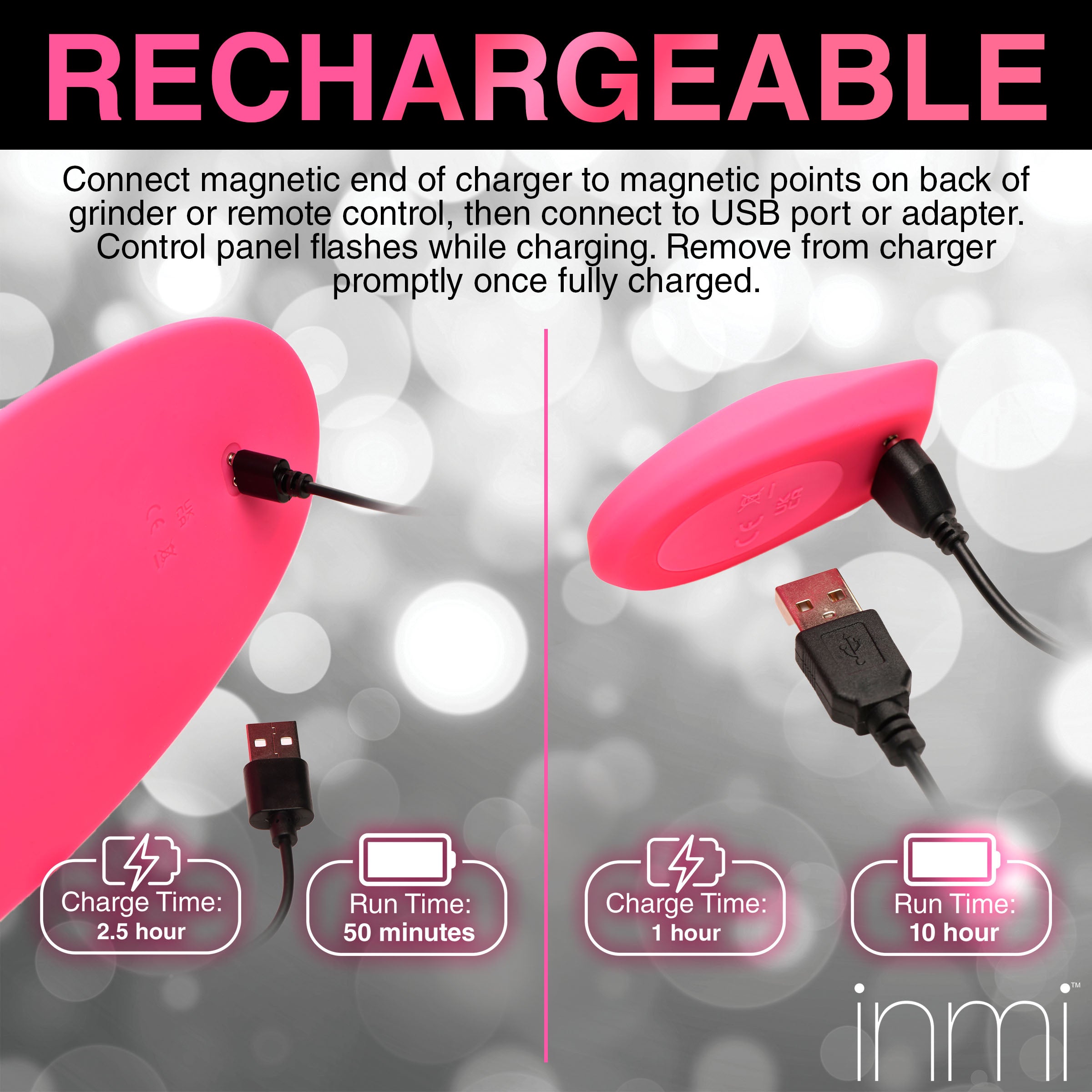 Inmi Spin n' Grind Rotating and Vibrating Silicone Sex Grinder Pink