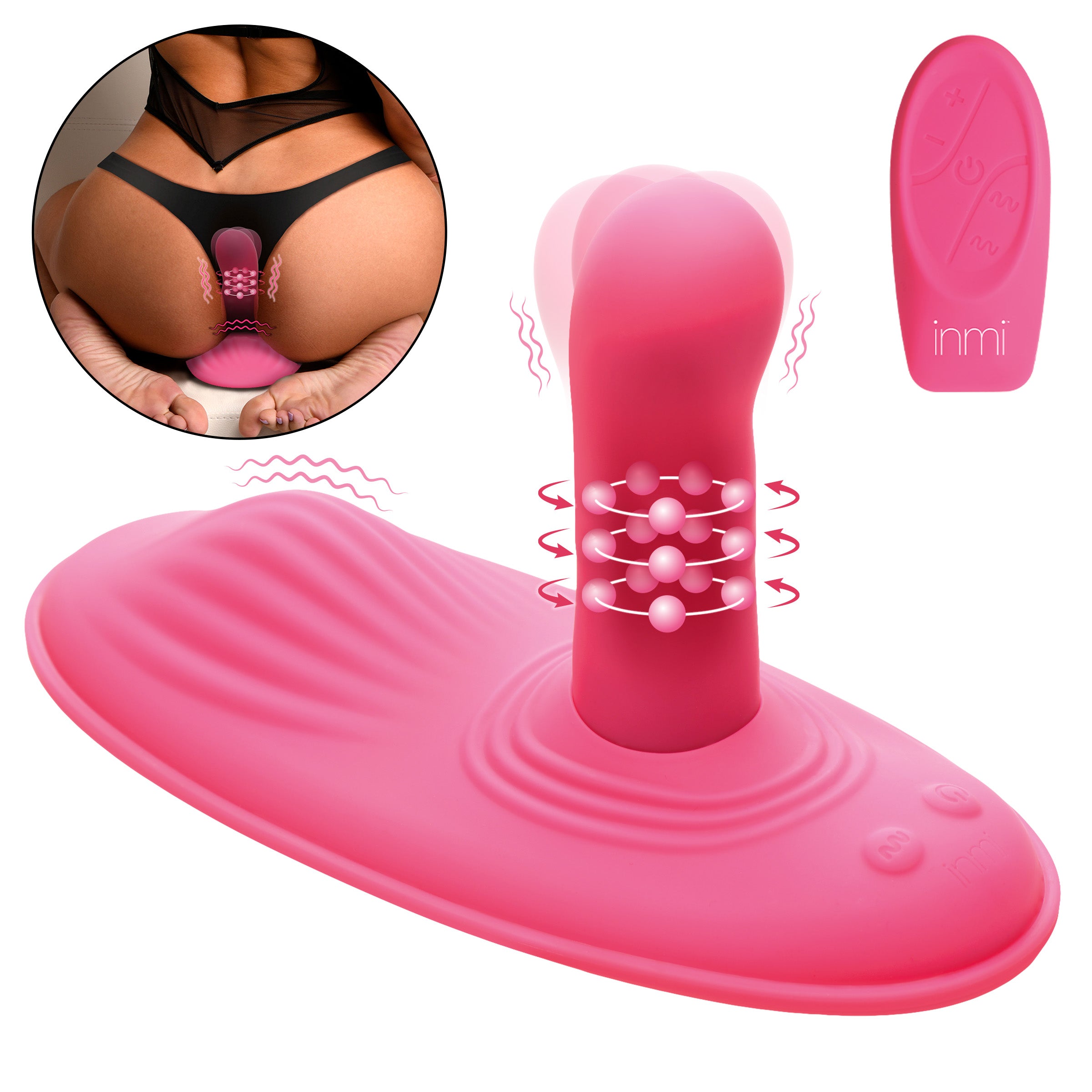 Inmi Spin n' Grind Rotating and Vibrating Silicone Sex Grinder Pink