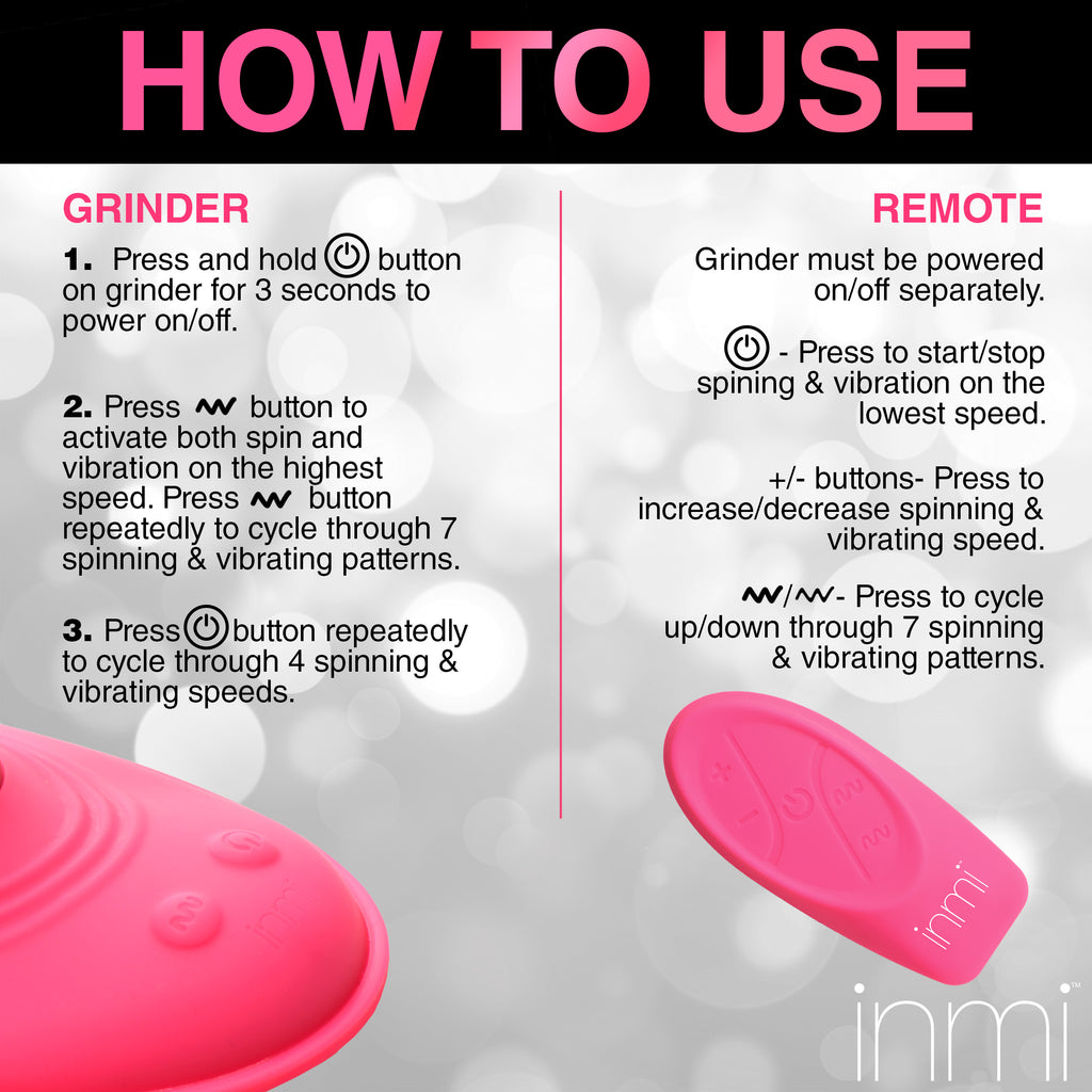 Inmi Spin n' Grind Rotating and Vibrating Silicone Sex Grinder Pink