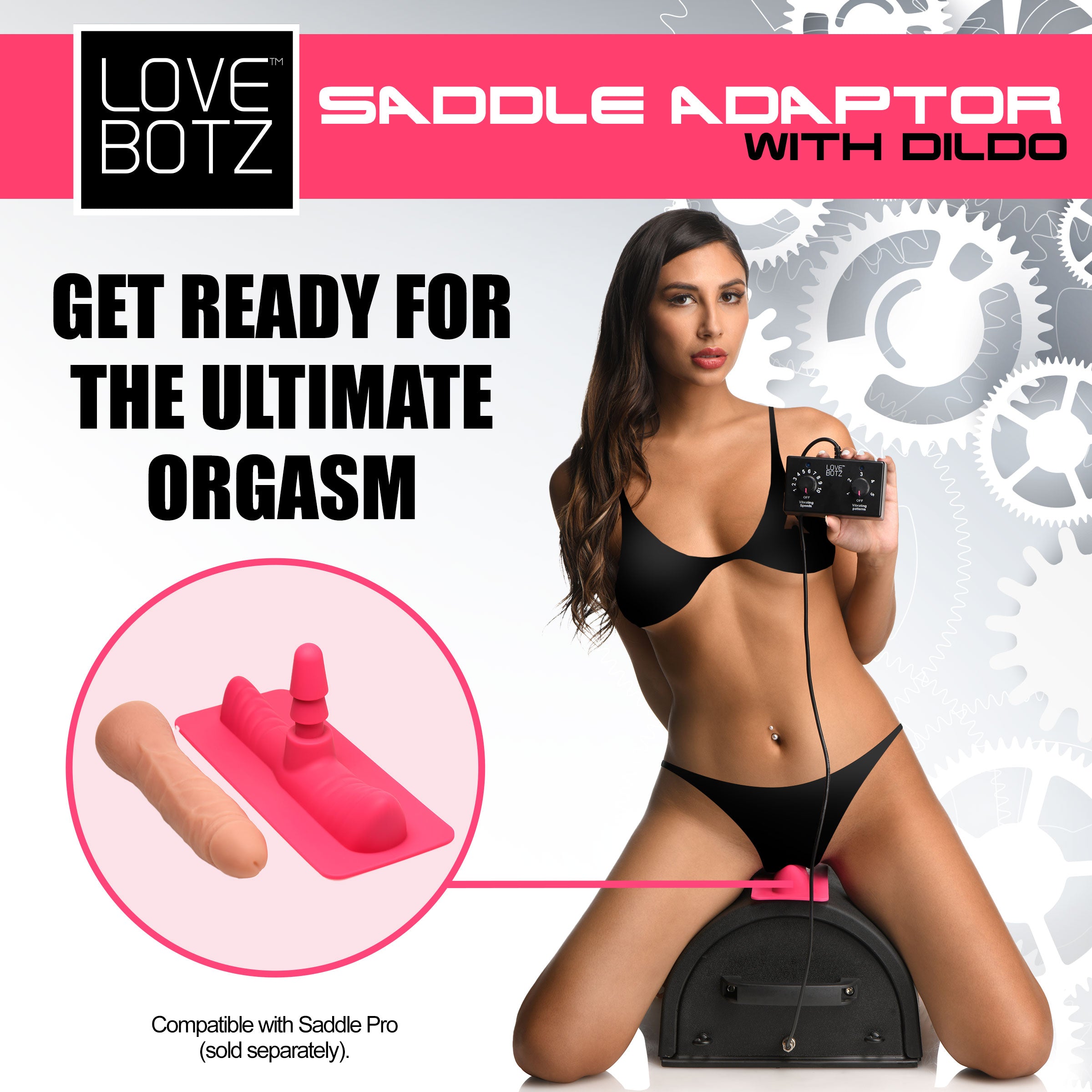 LoveBotz Saddle Adapter with Dildo Pink