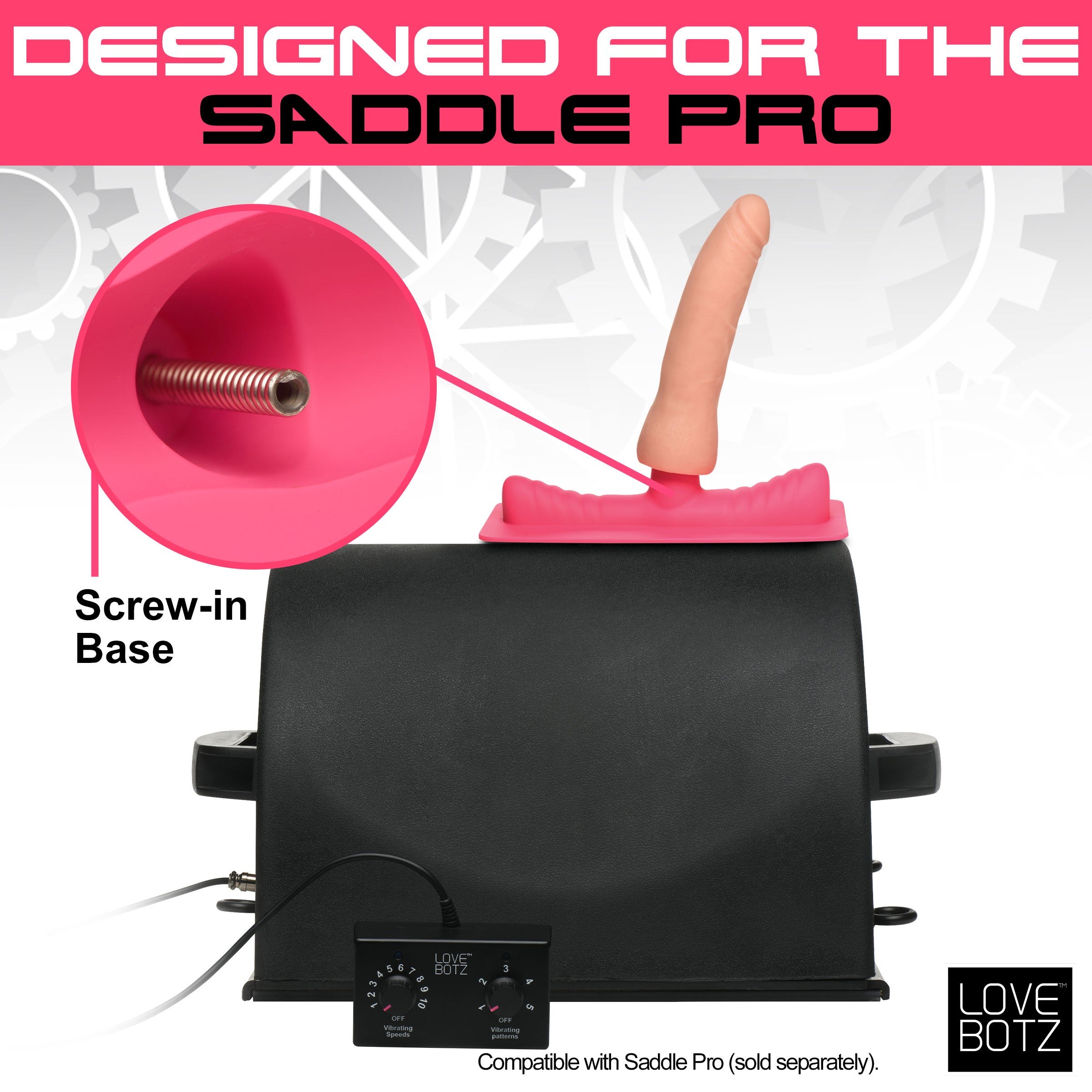 LoveBotz Saddle Adapter with Dildo Pink