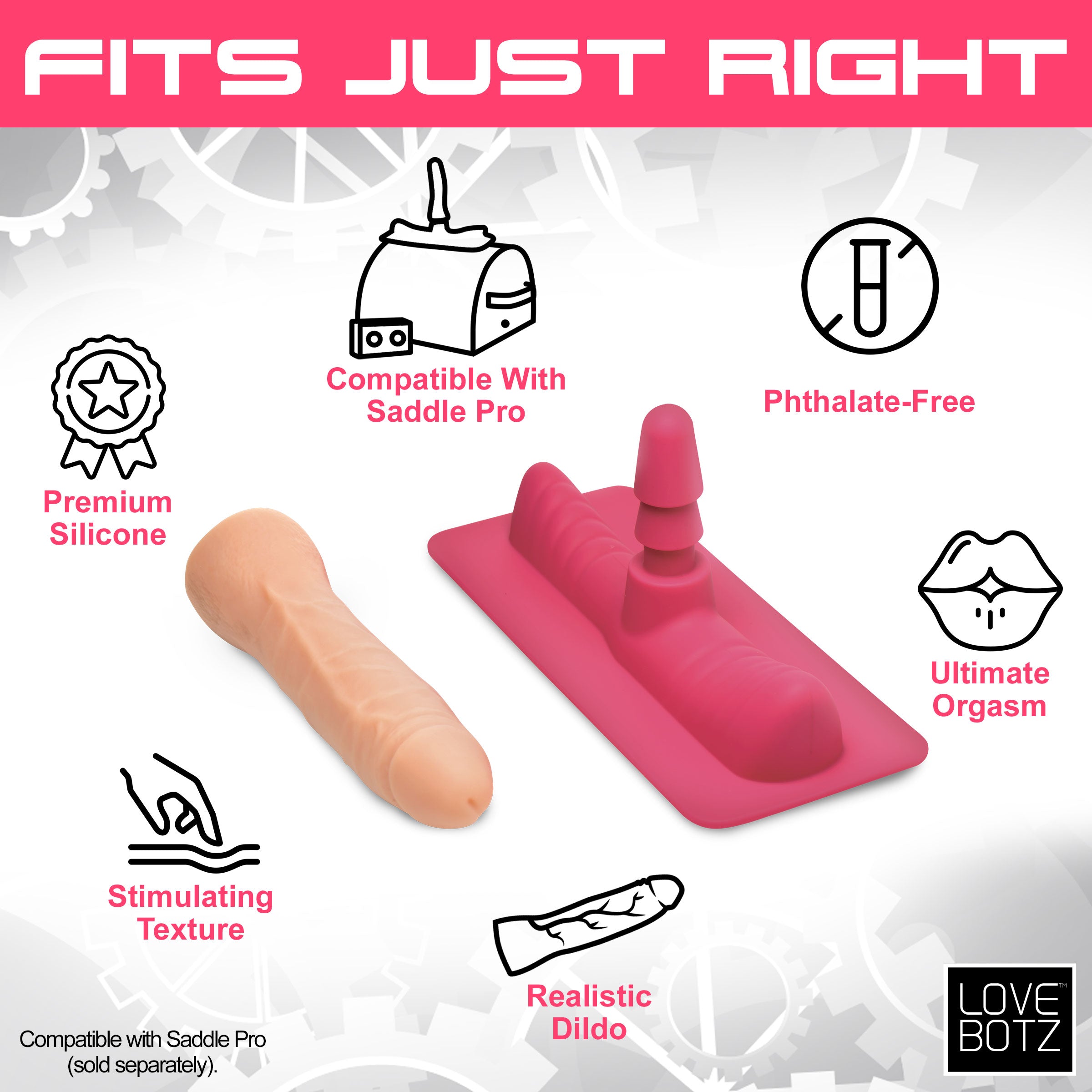 LoveBotz Saddle Adapter with Dildo Pink