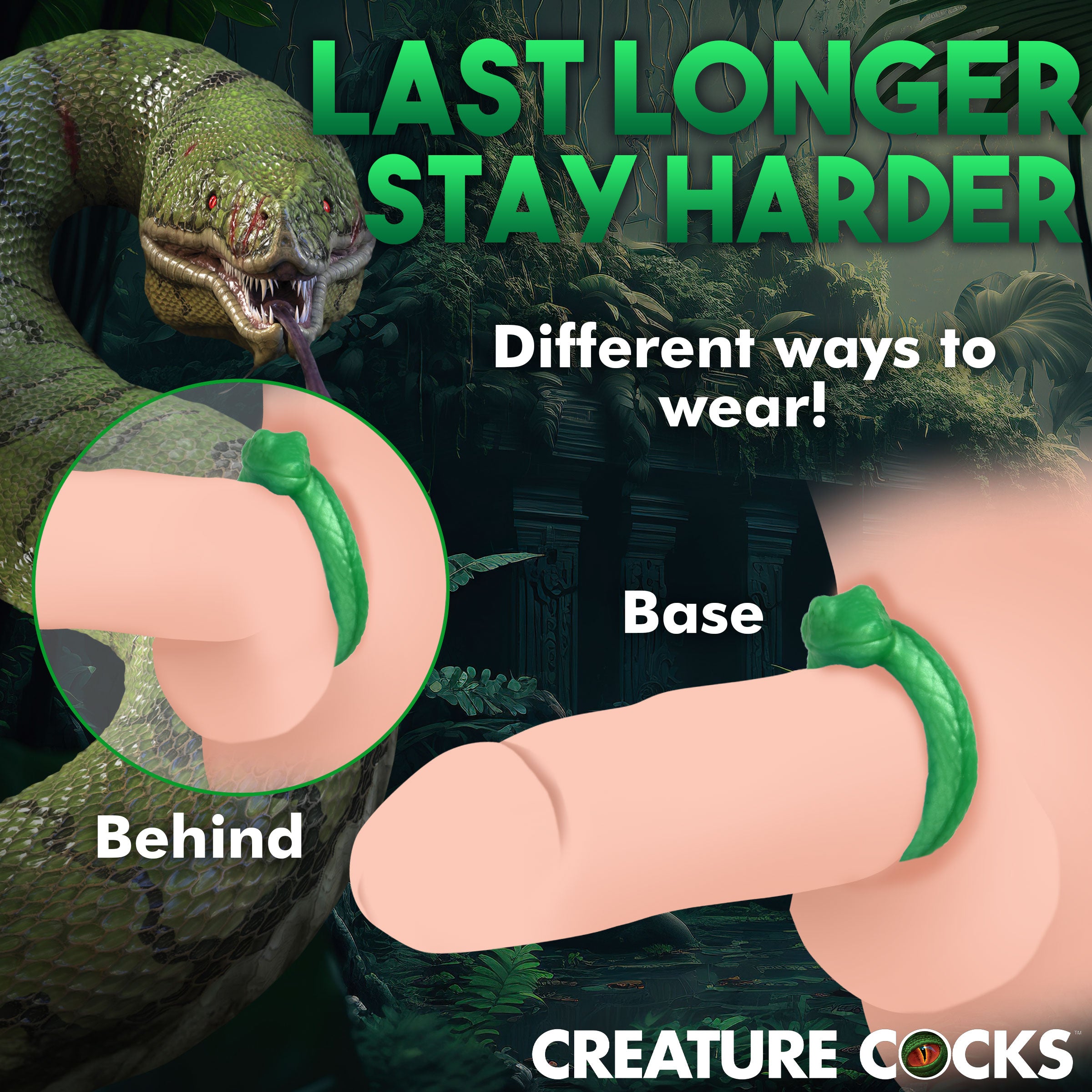 Creature Cocks Serpentine Silicone Cock Ring Green