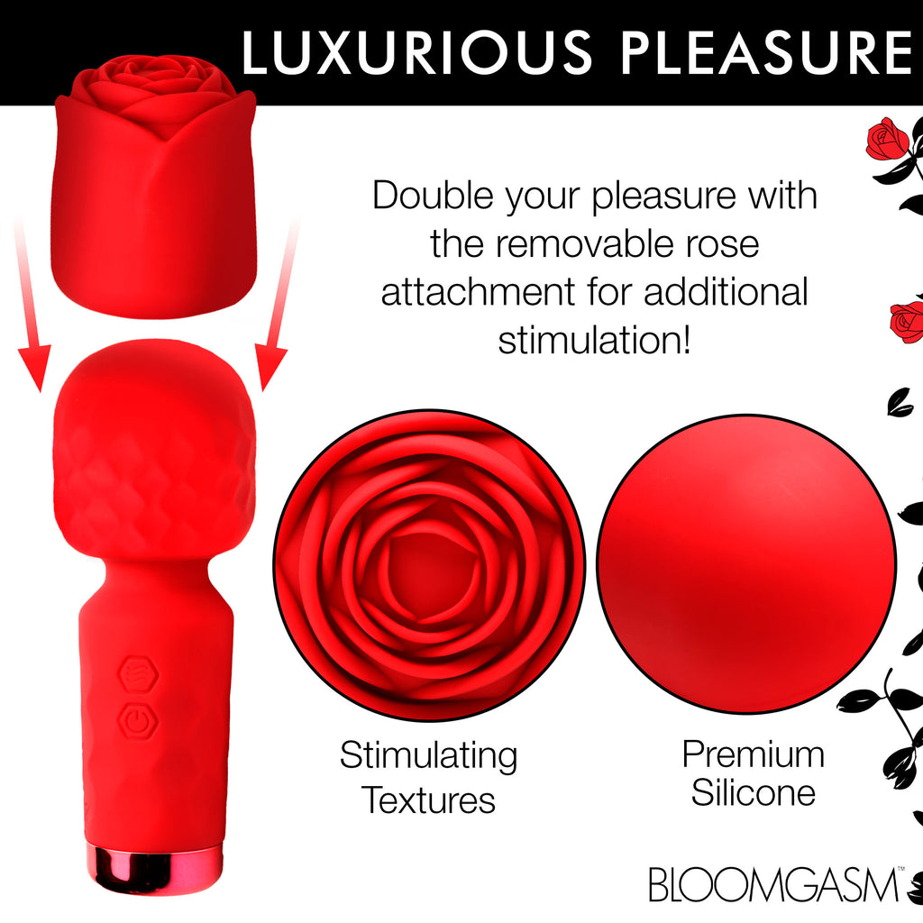Bloomgasm Pleasure Rose-Petite Mini Silicone Rose Wand Red