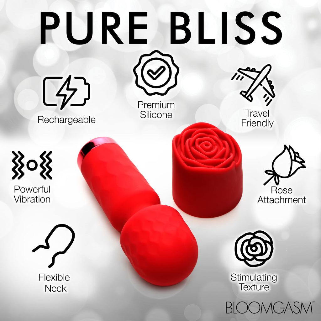 Bloomgasm Pleasure Rose-Petite Mini Silicone Rose Wand Red