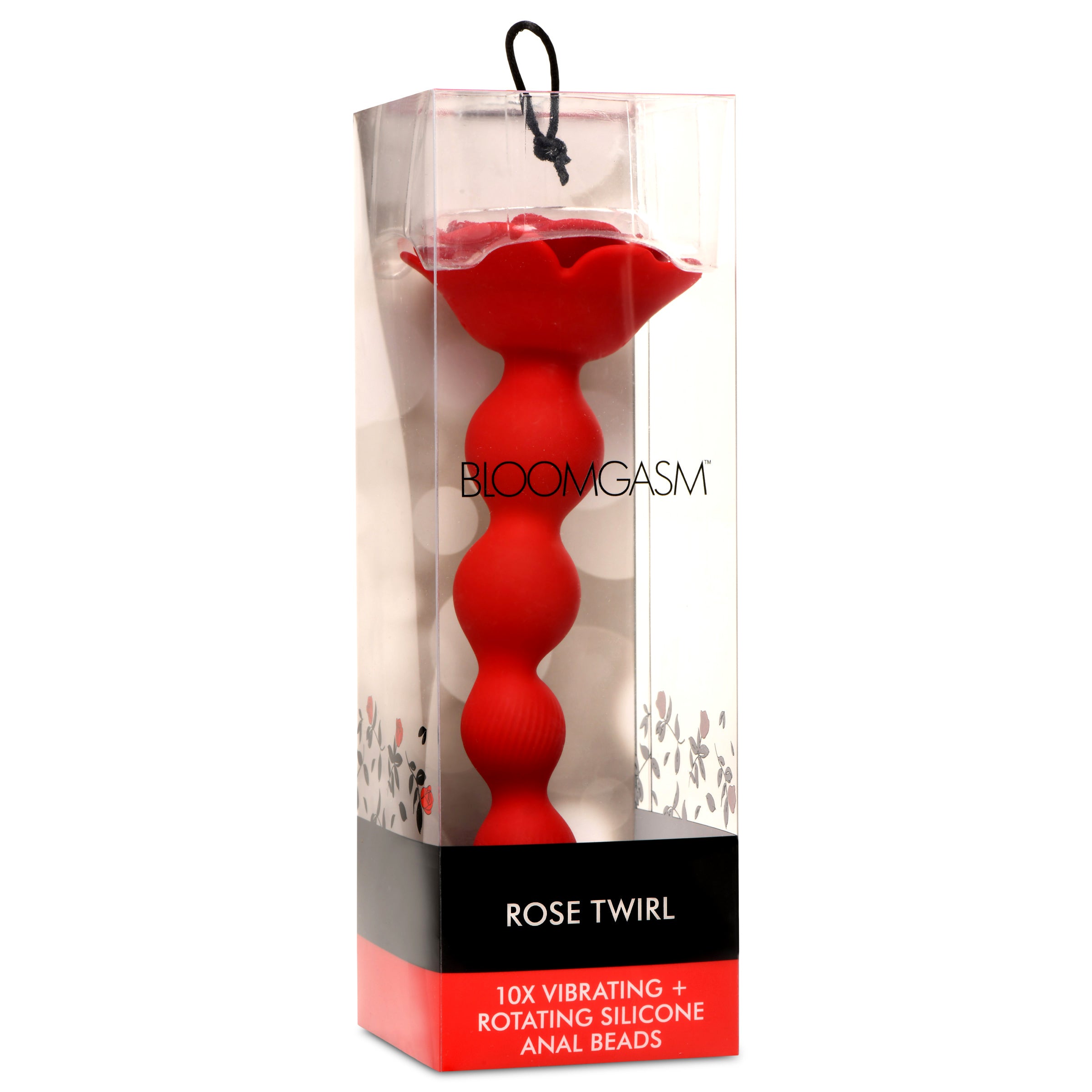 Bloomgasm 10X Rose Twirl Vibrating and Rotating Silicone Anal Beads Red