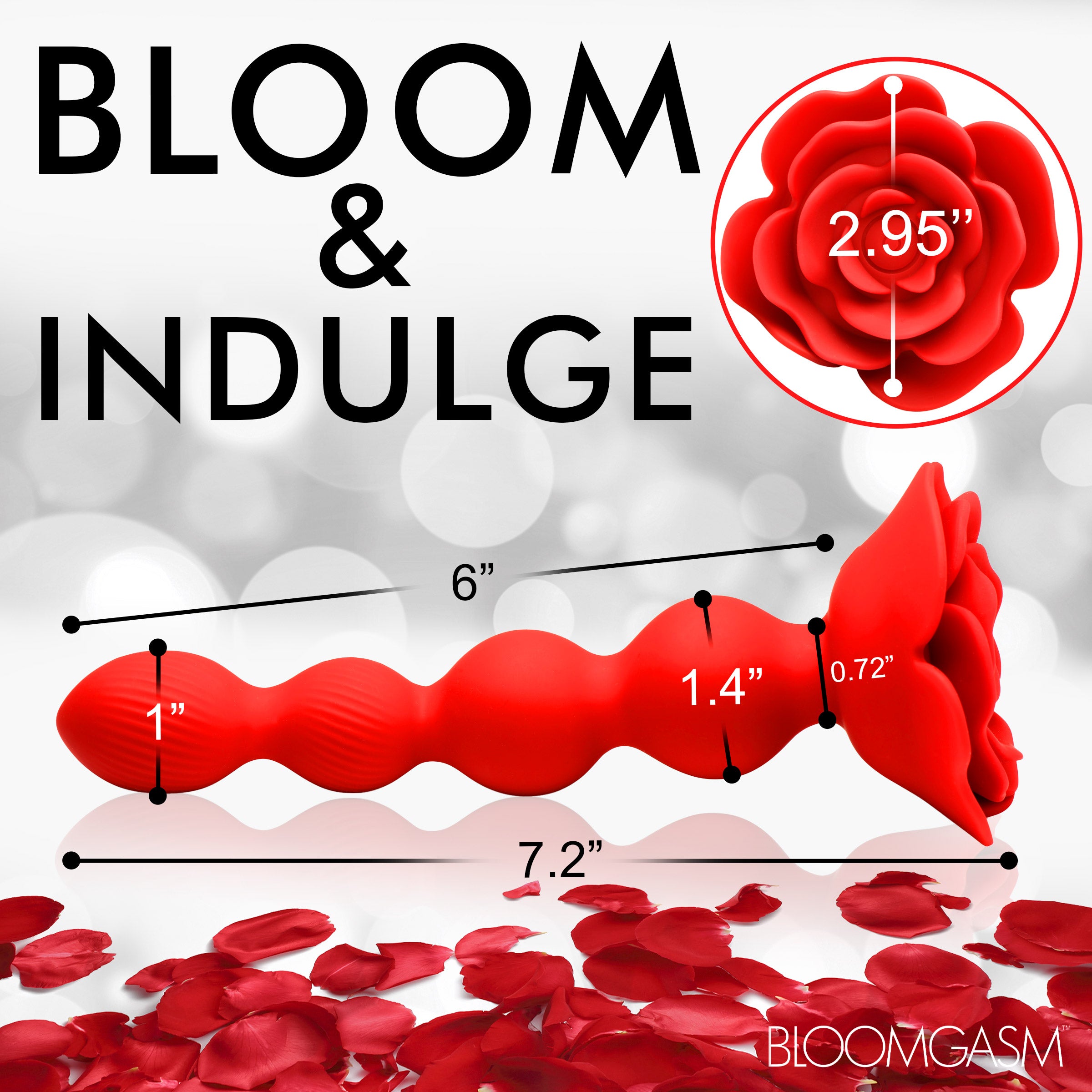 Bloomgasm 10X Rose Twirl Vibrating and Rotating Silicone Anal Beads Red
