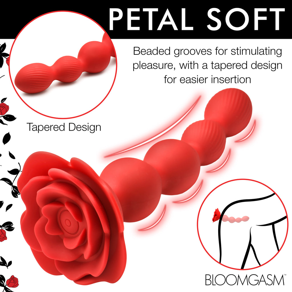 Bloomgasm 10X Rose Twirl Vibrating and Rotating Silicone Anal Beads Red
