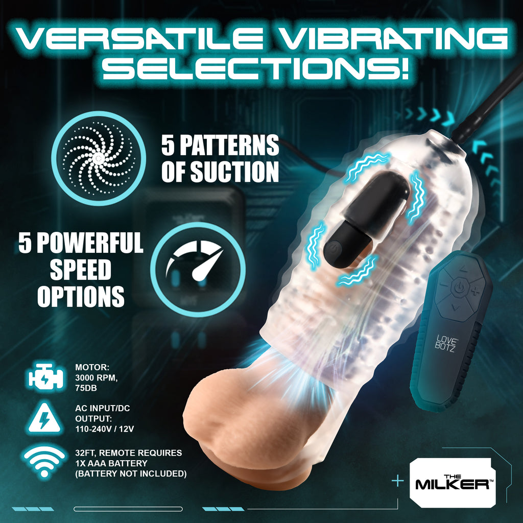 LoveBotz The Milker Stamina with Automatic Stroking, Suction and Vibration Black