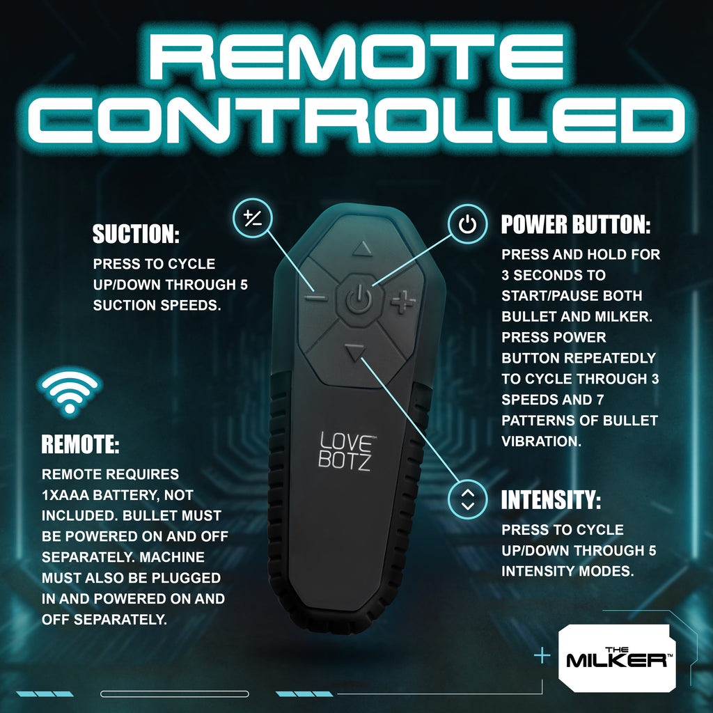 LoveBotz The Milker Stamina with Automatic Stroking, Suction and Vibration Black