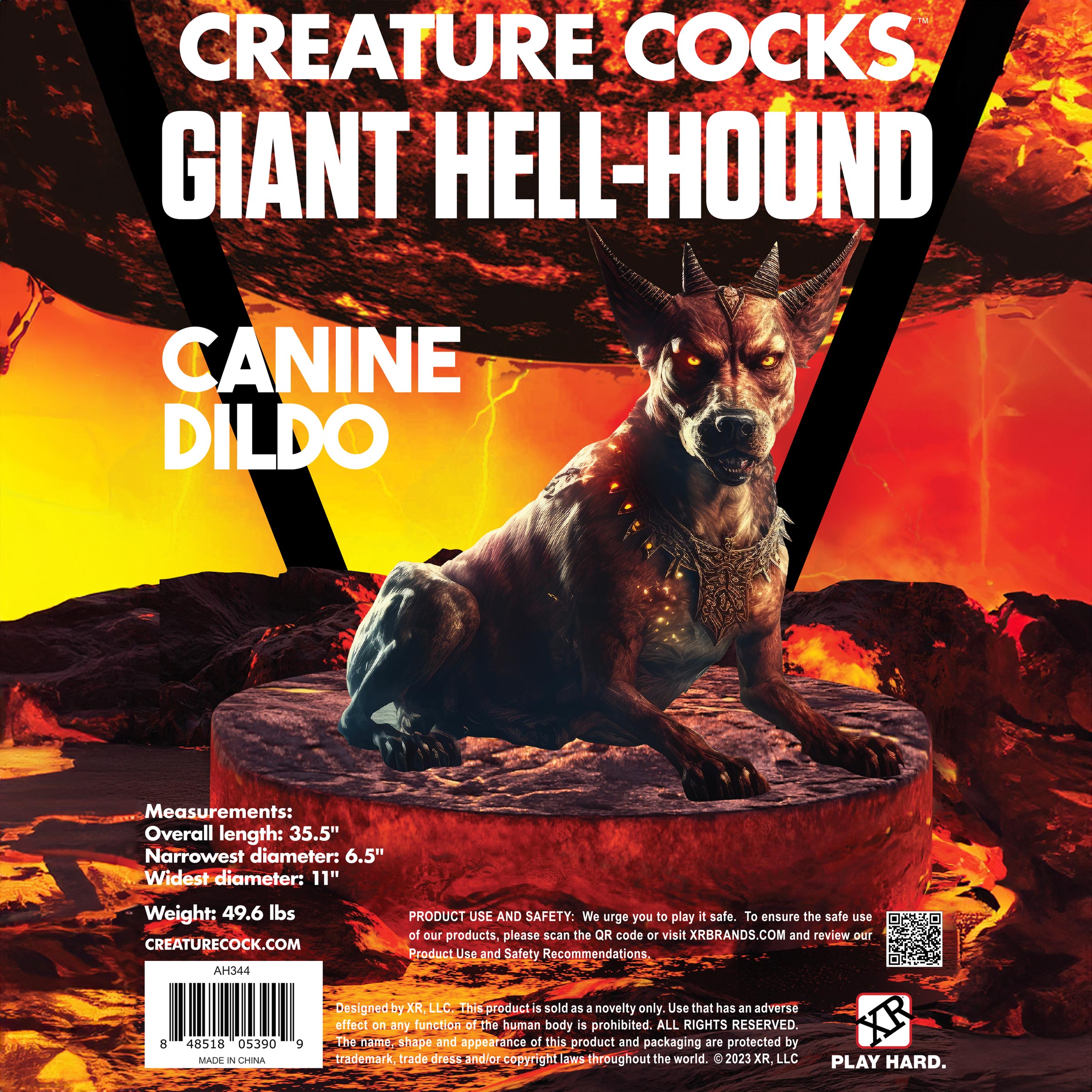 Creature Cocks Giant Hell-Hound Canine 3ft Dildo Red