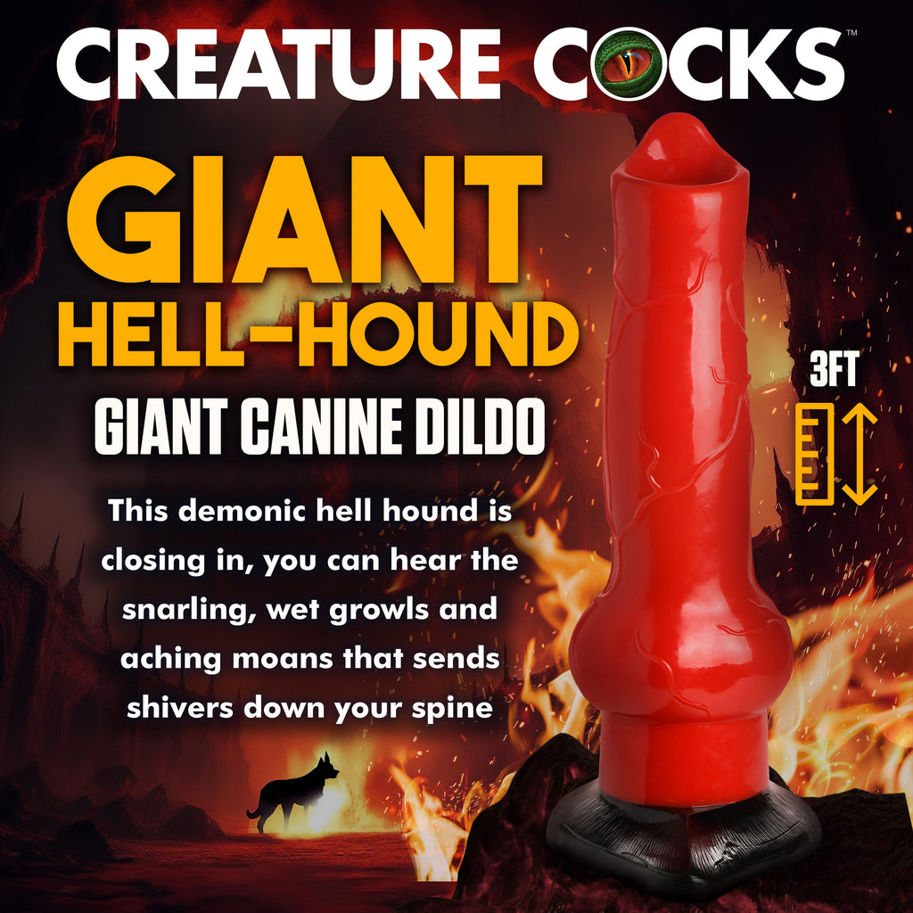 Creature Cocks Giant Hell-Hound Canine 3ft Dildo Red