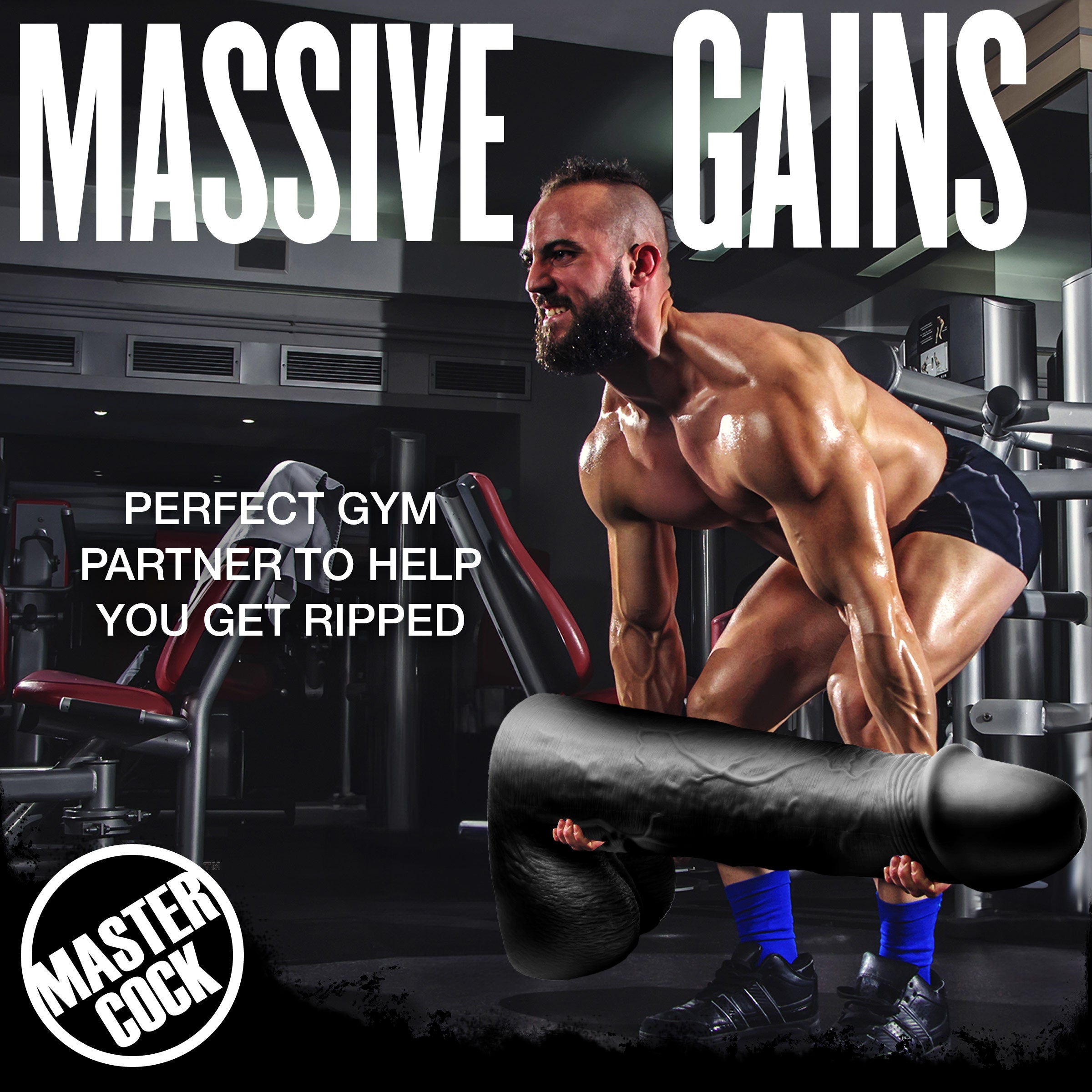 Master Cock Moby Huge 2 Foot Tall Super Dildo - Black Black