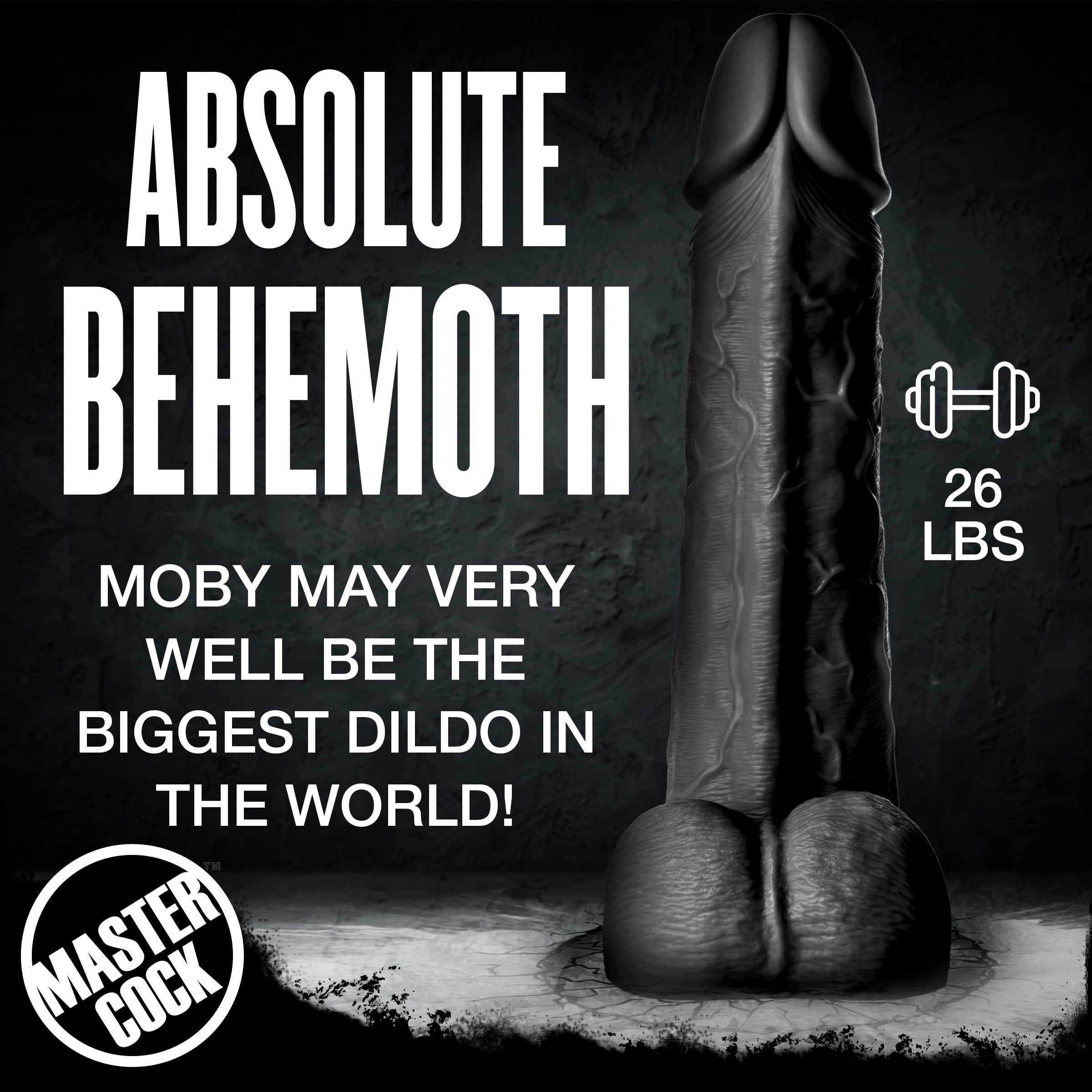 Master Cock Moby Huge 2 Foot Tall Super Dildo - Black Black