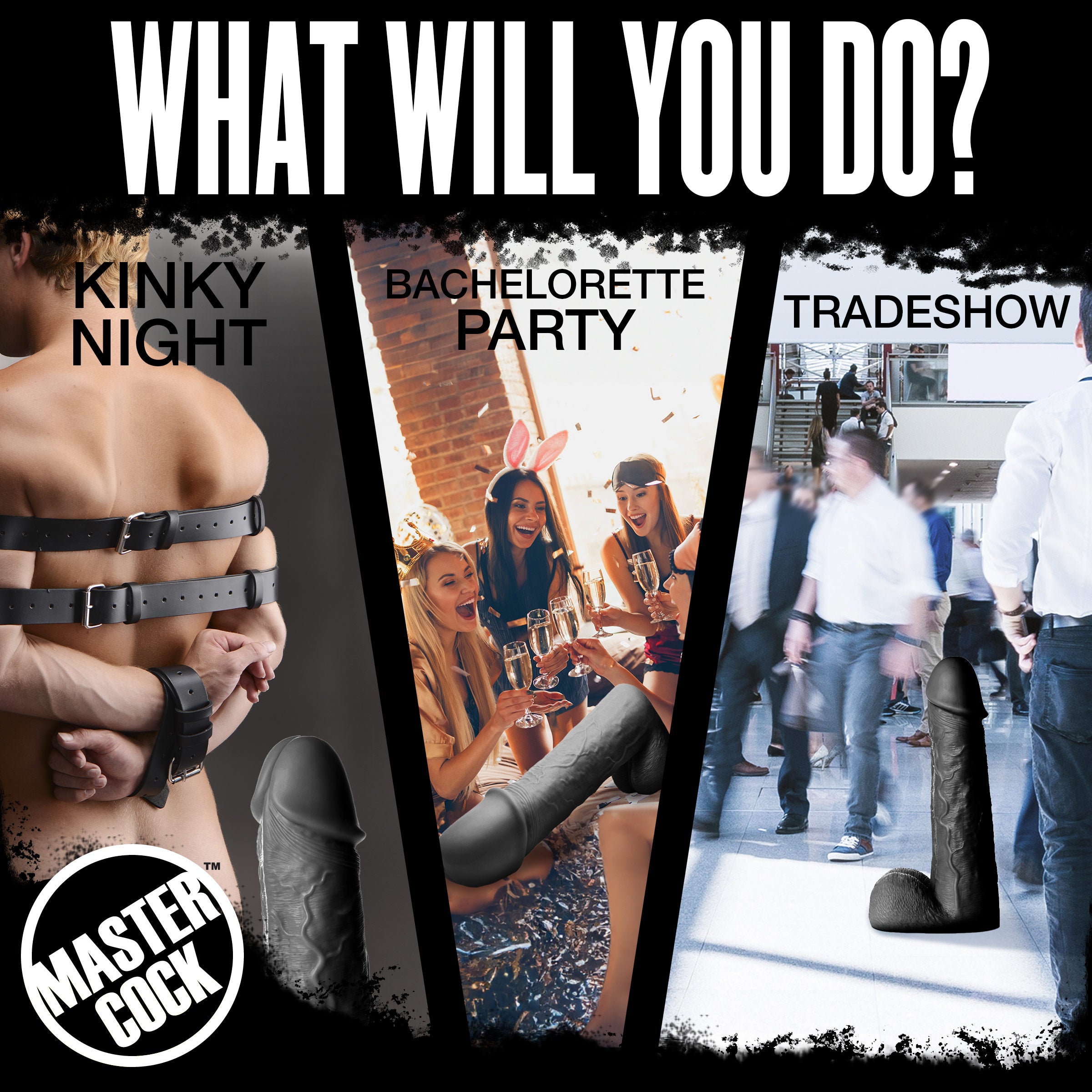 Master Cock Moby Huge 2 Foot Tall Super Dildo - Black Black