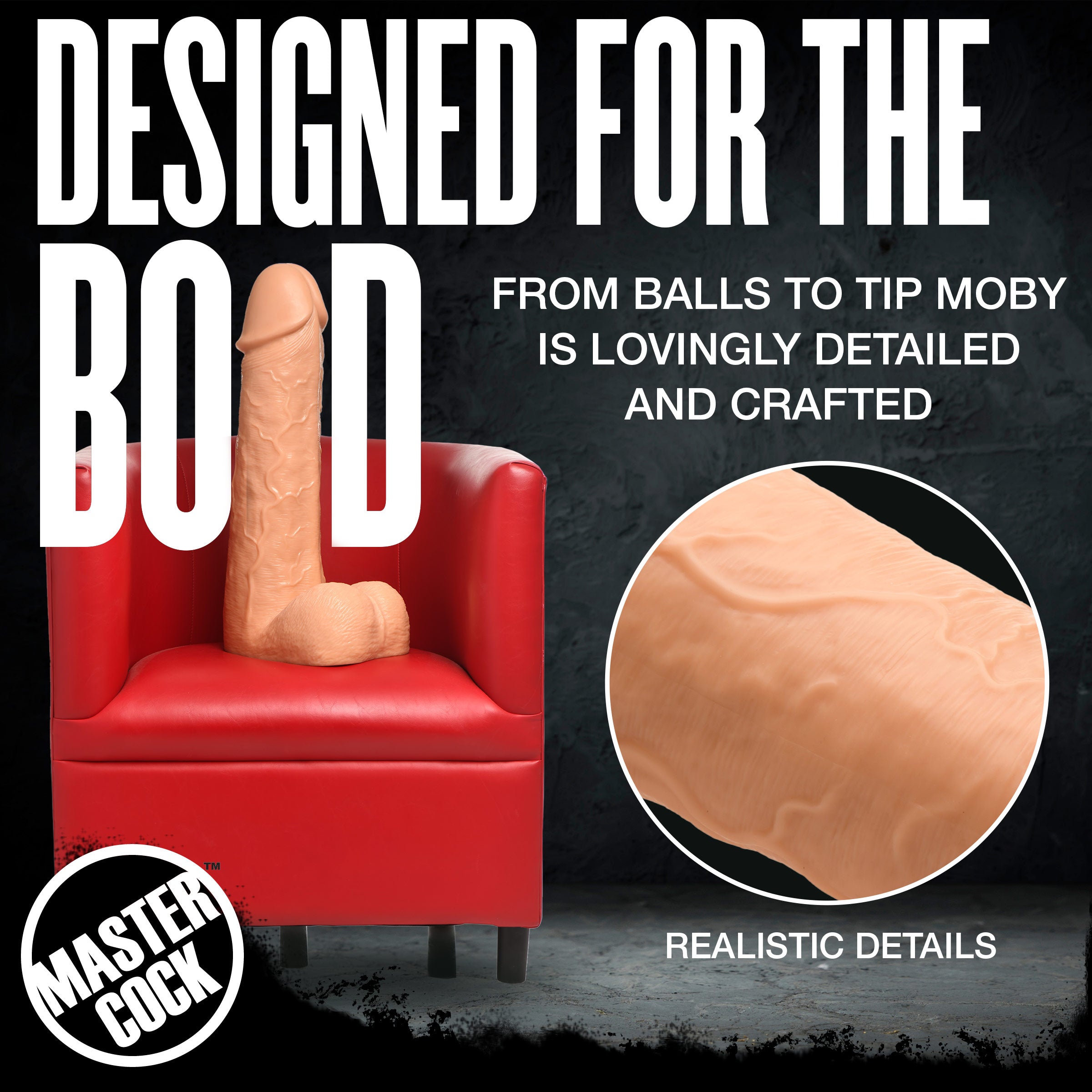 Master Cock Moby Huge 2 Foot Tall Super Dildo - Black Flesh