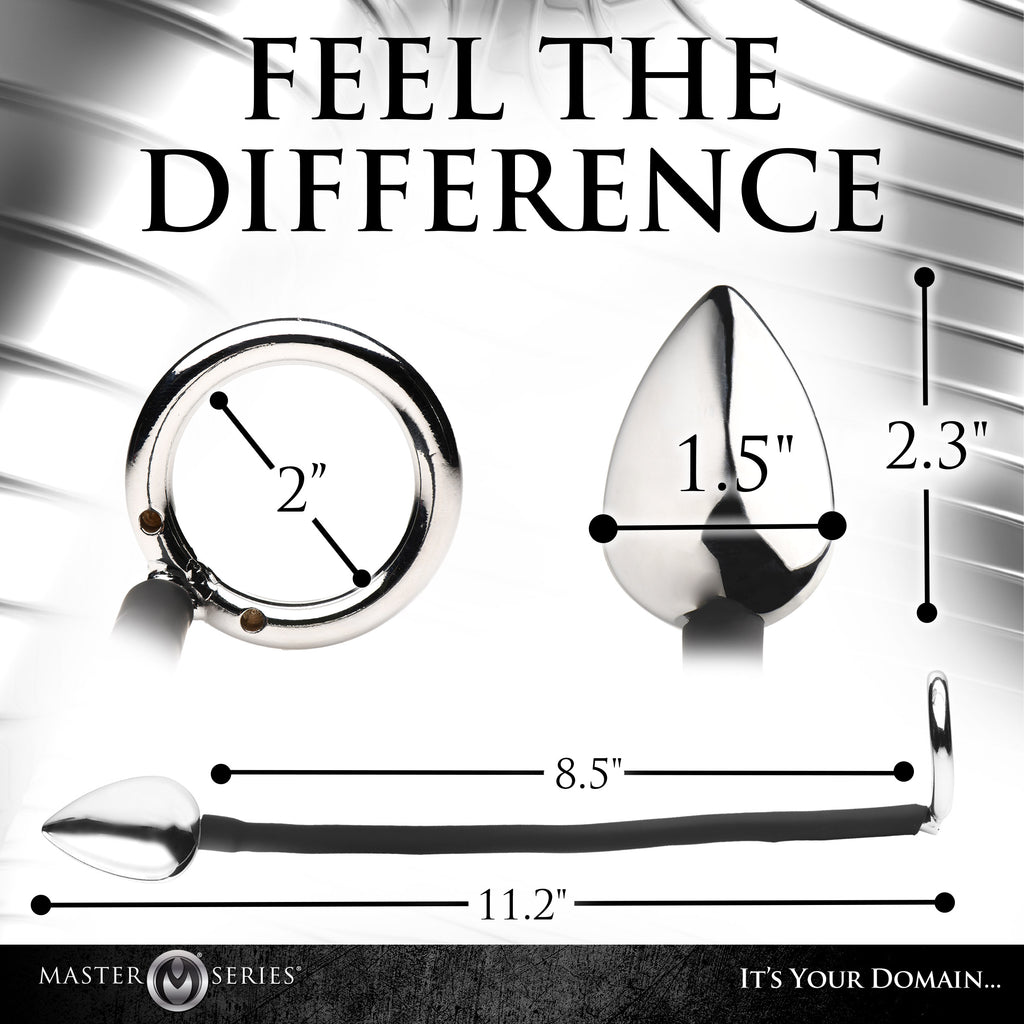 Master Series Tug and Plug Cock and Ball Ring with Anal Plug Grey