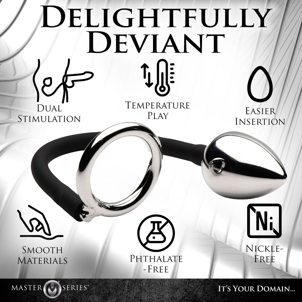 Master Series Tug and Plug Cock and Ball Ring with Anal Plug Grey