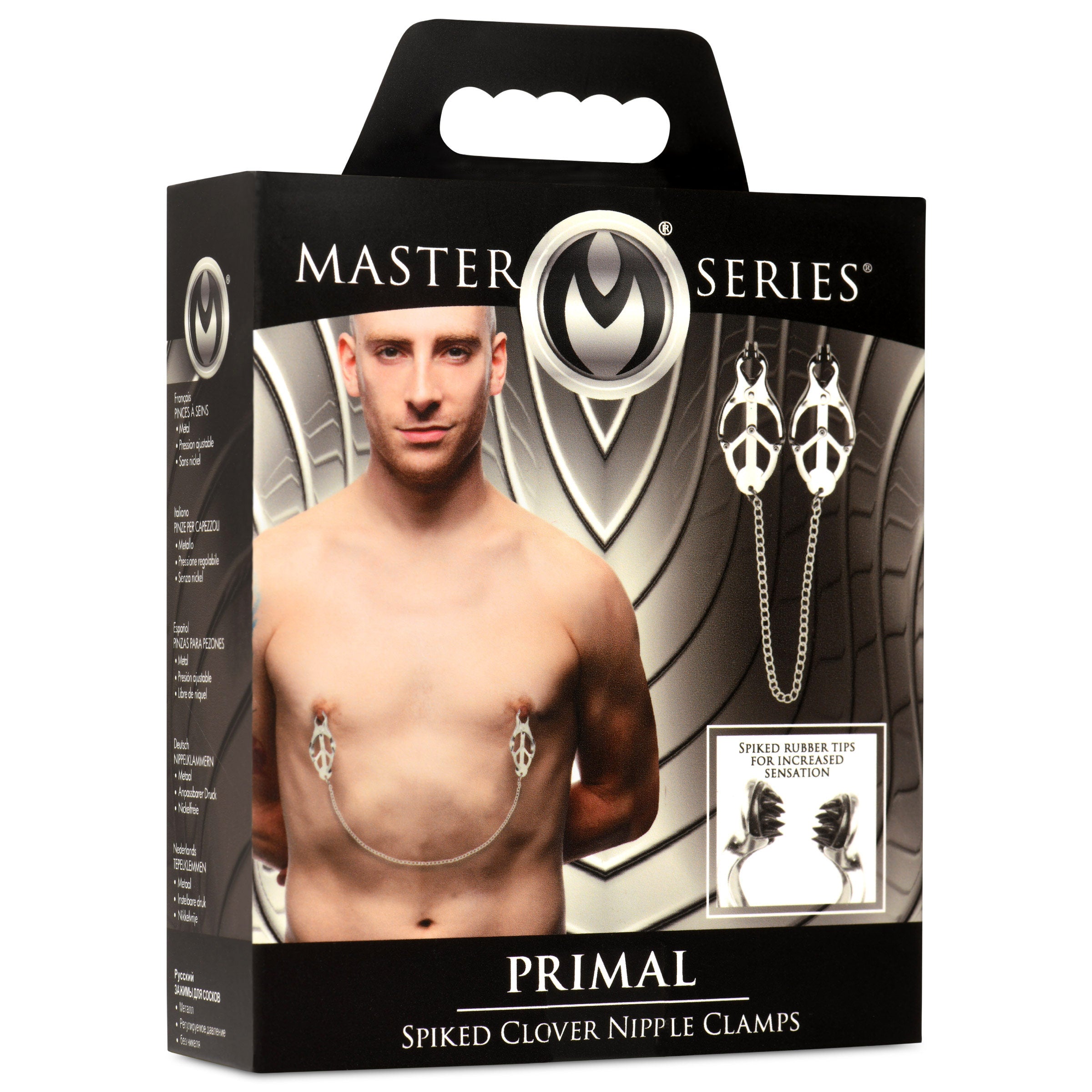 Master Series Primal Spiked Clover Nipple Clamps Grey