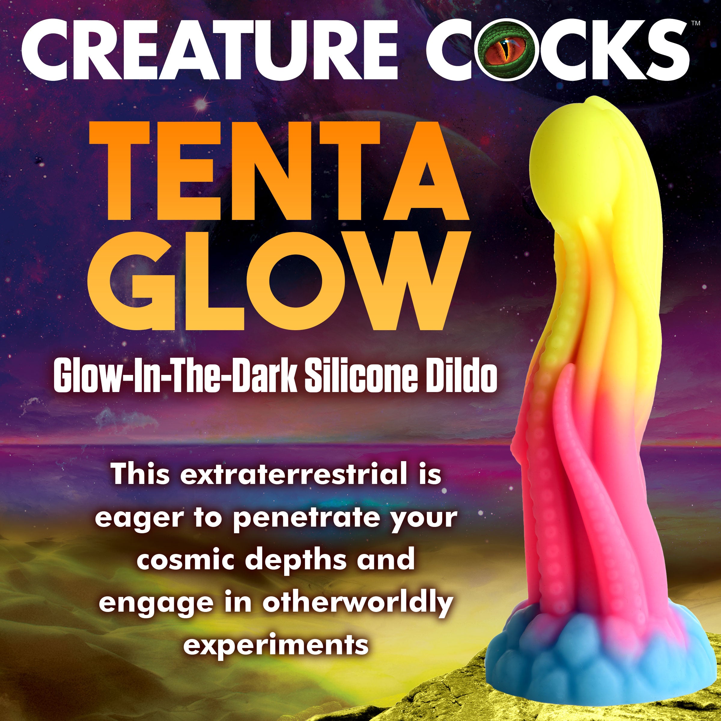 Creature Cocks Tenta-Glow Glow-In-The-Dark Silicone Dildo Multi