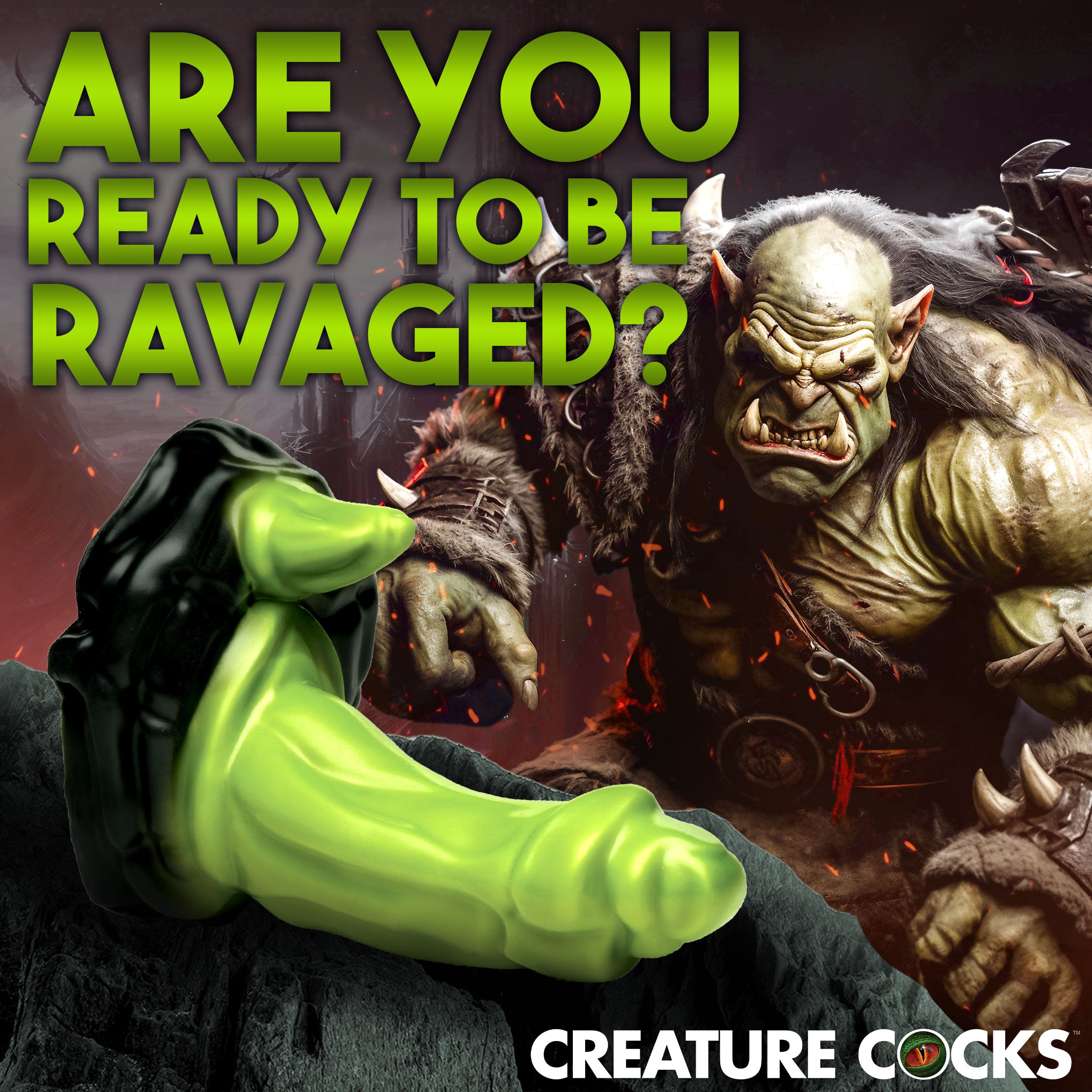 Creature Cocks Orc Silicone Dildo Green