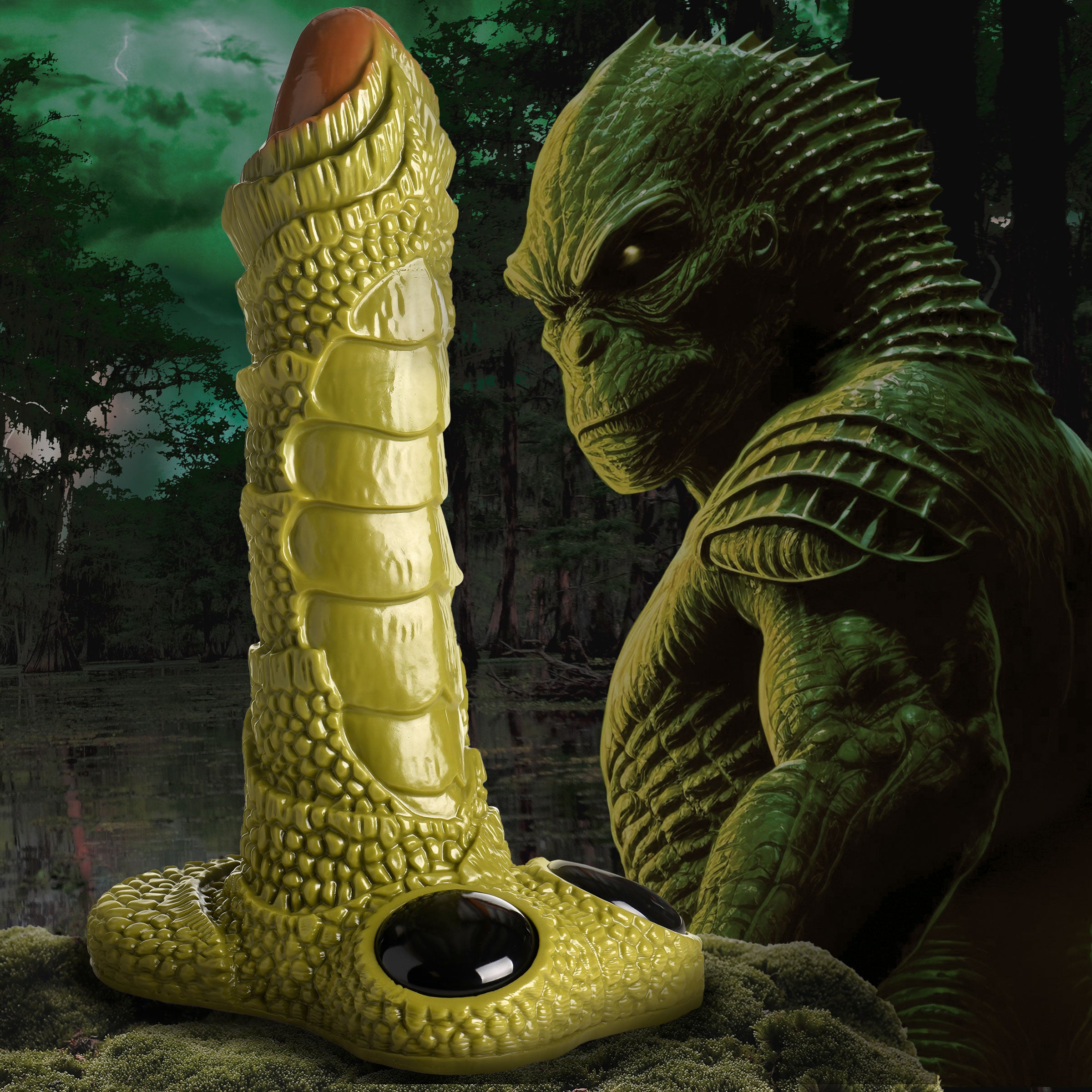 Creature Cocks Scaly Swamp Monster 3 Foot Giant Dildo Green