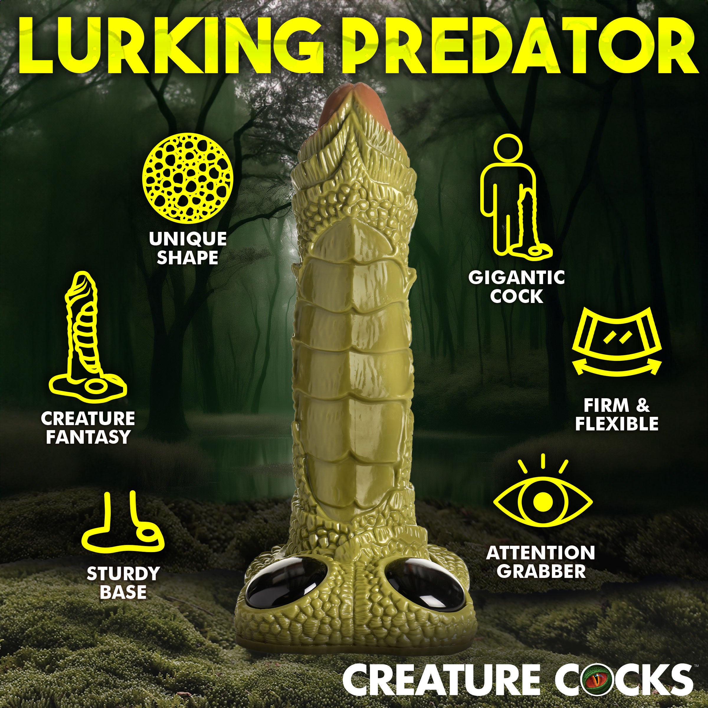 Creature Cocks Scaly Swamp Monster 3 Foot Giant Dildo Green