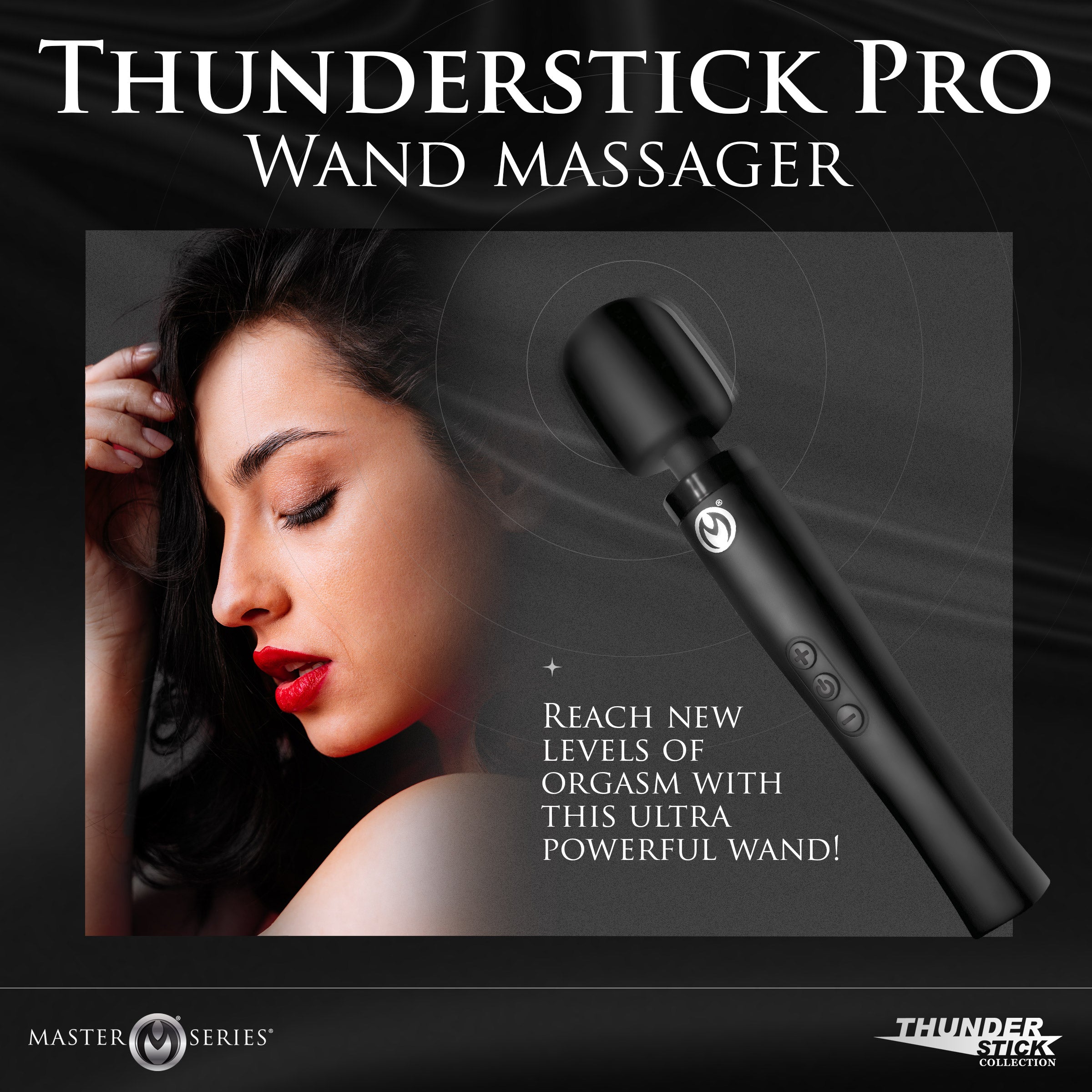 Master Series Thunderstick Pro Silicone Wand Massager Black