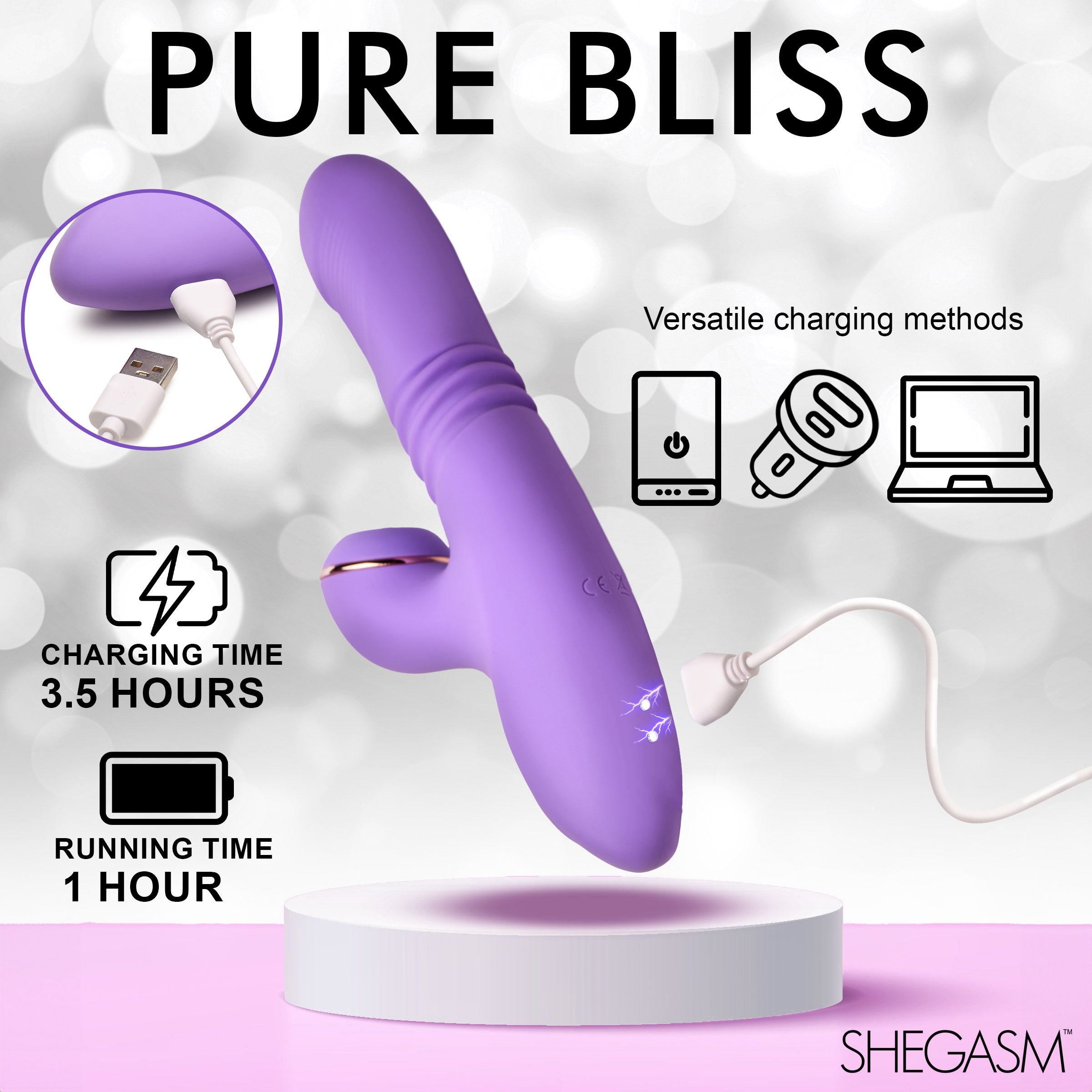 Shegasm Pro-Thrust Max 14X Thrusting and Pulsing Silicone Rabbit Purple