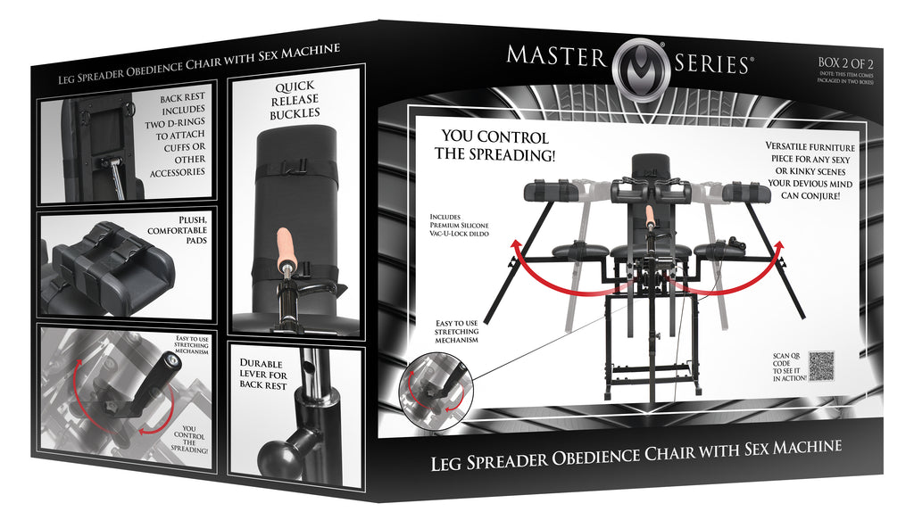 Master Series Leg Spreader Obedience Chair with Sex Machine Black