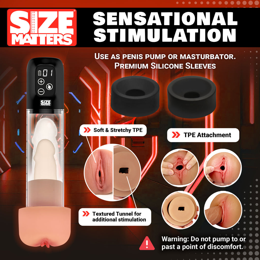 Size Matters Sucking Penis Pump with Attachments Black