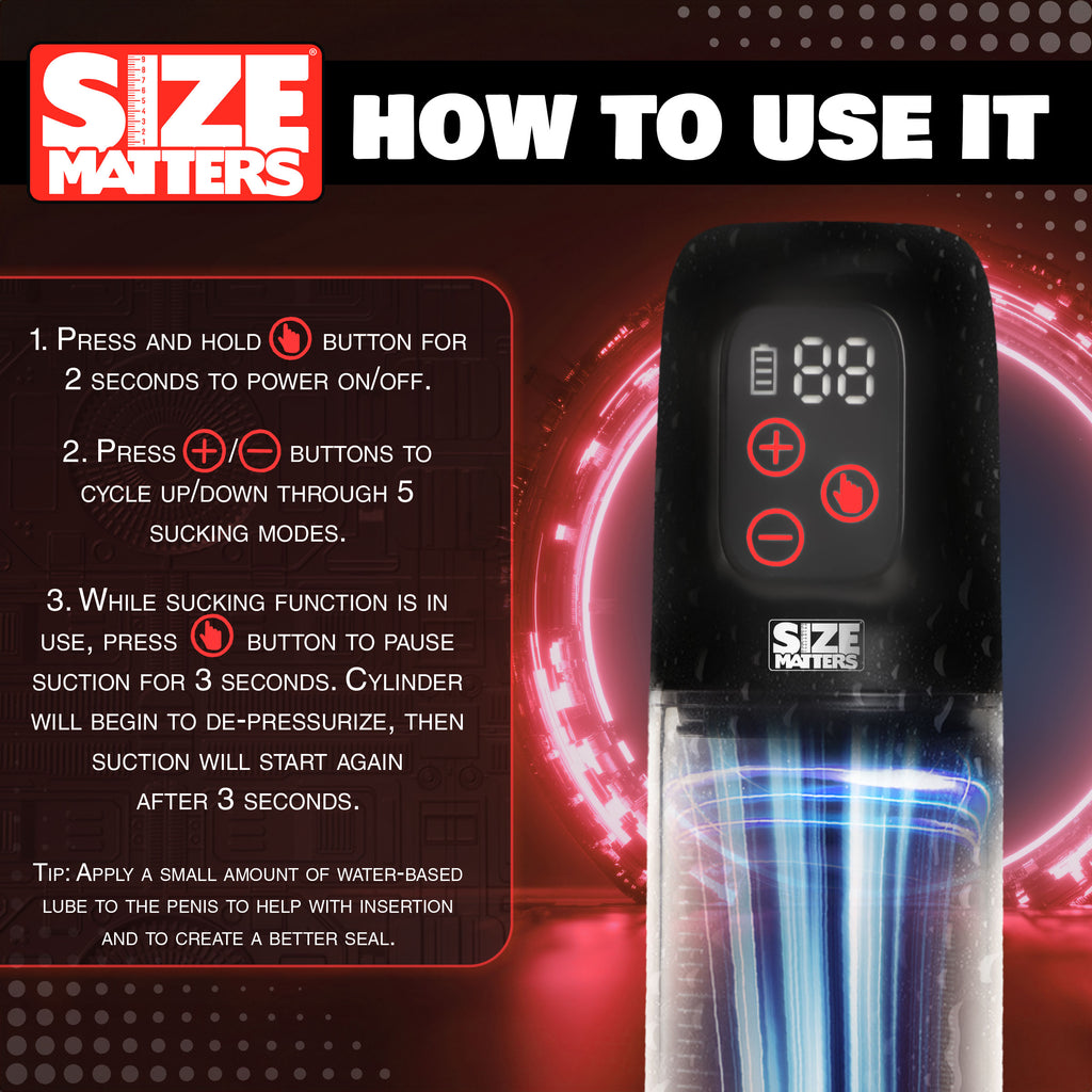 Size Matters Sucking Penis Pump with Attachments Black