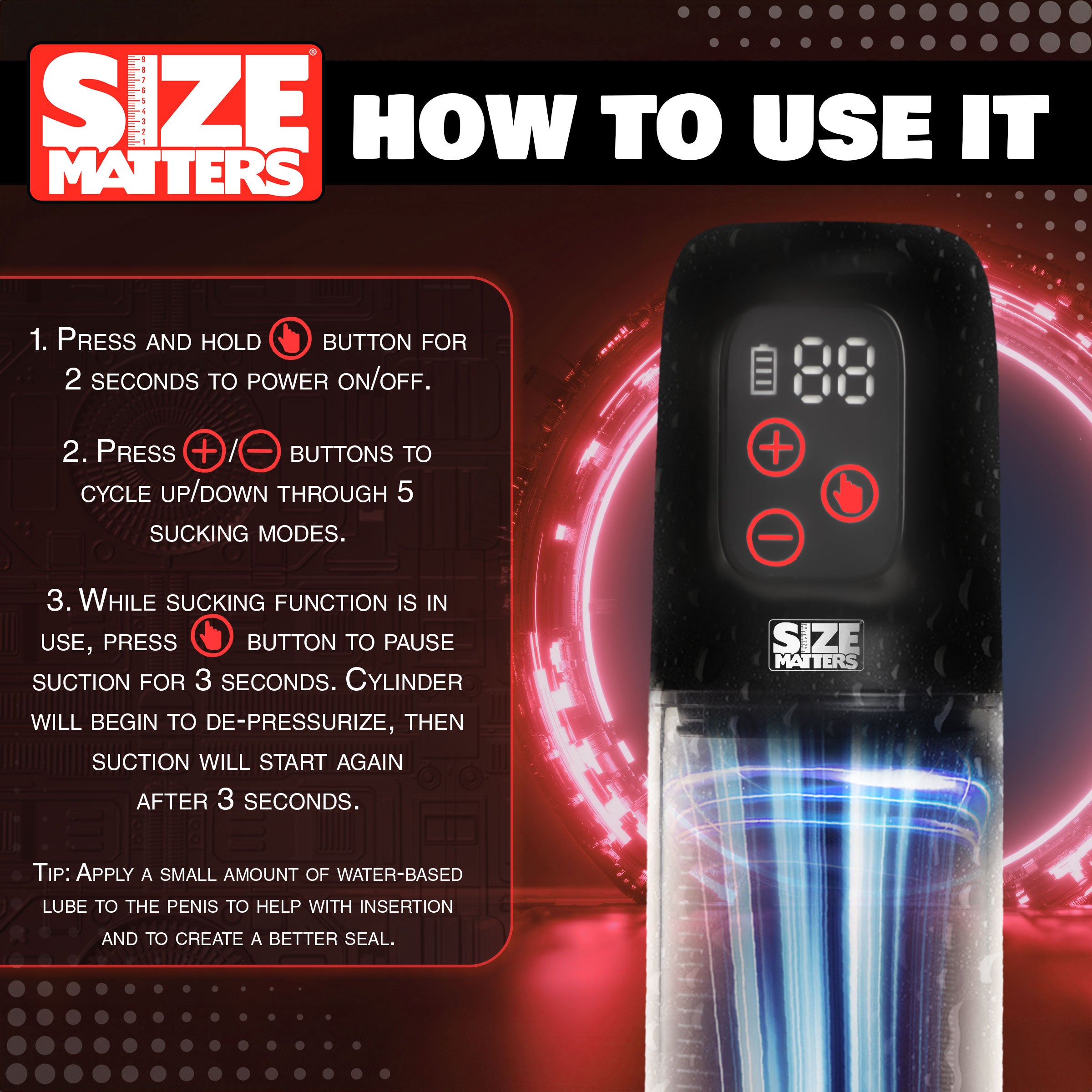 Size Matters Sucking Penis Pump with Attachments Black